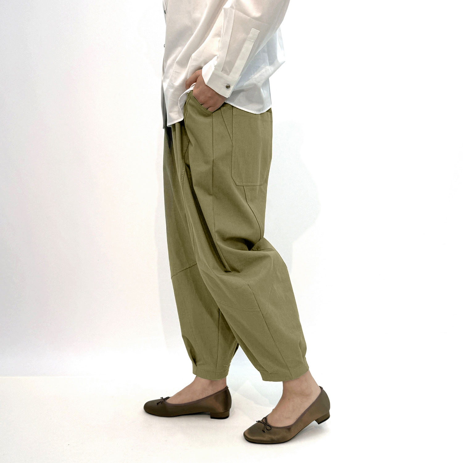 綿混クリンクルコクーンパンツ - 画像2