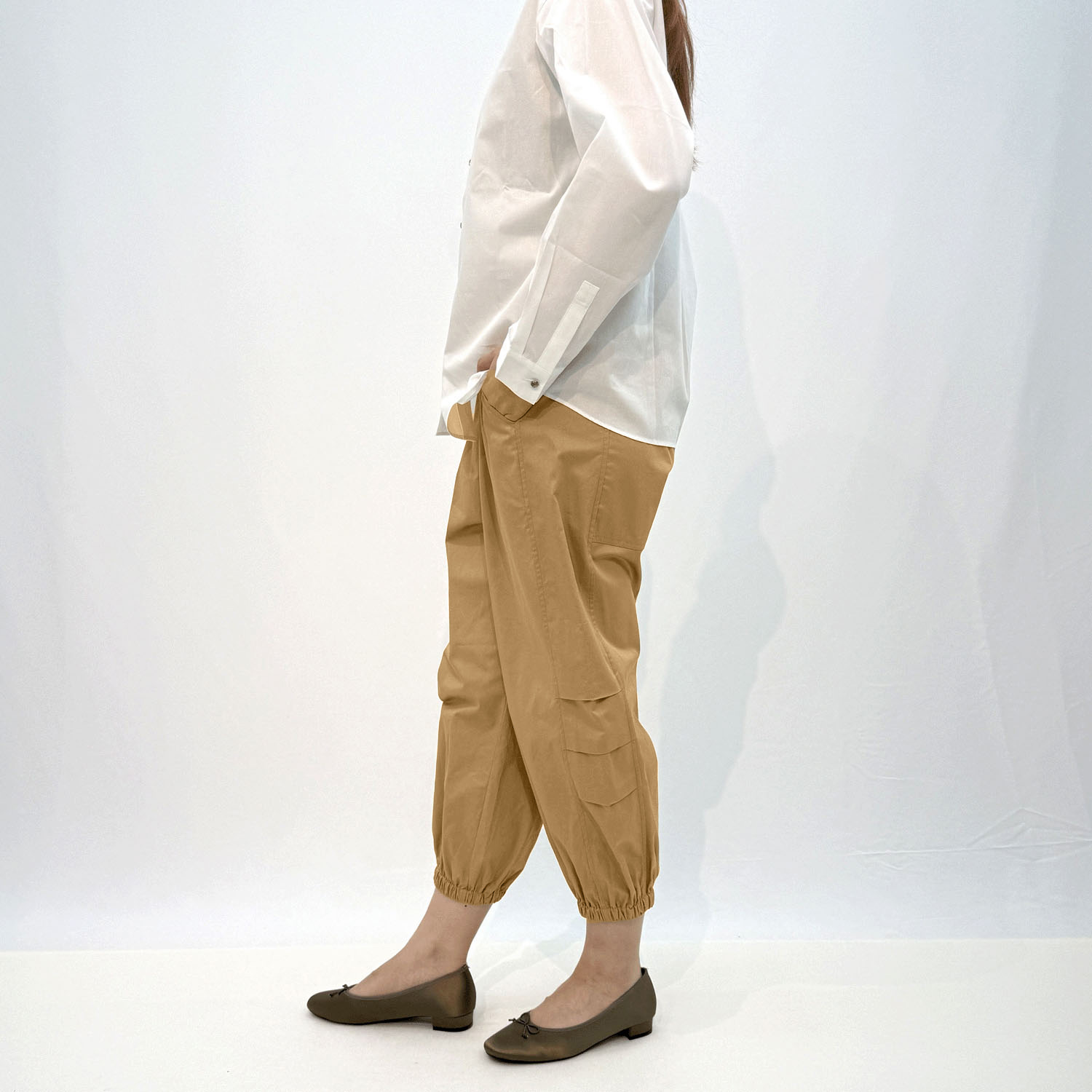 コットンポプリンサイドタックパンツ - 画像6