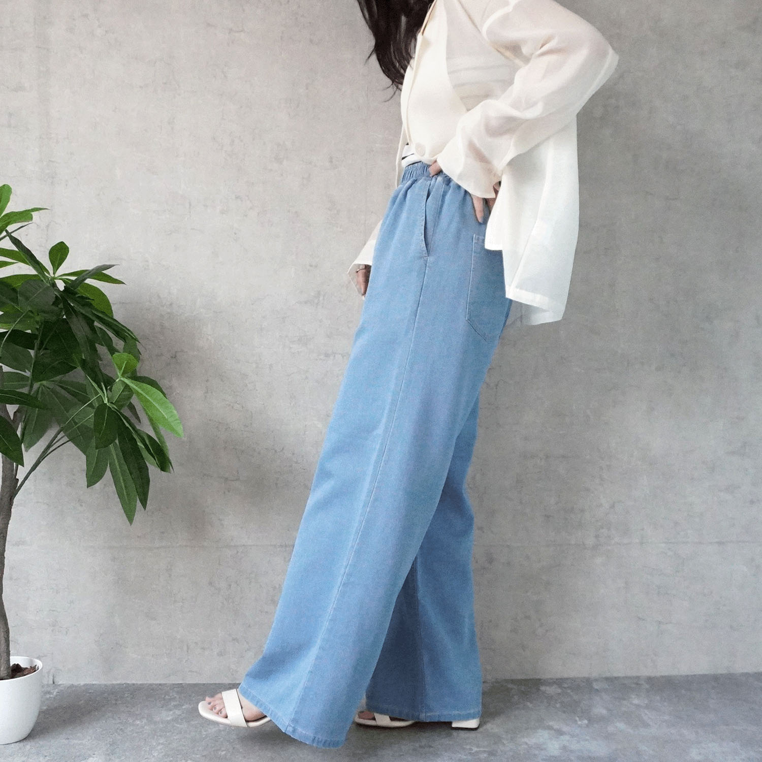 W HEART 柔らかガーゼデニムワイドパンツ - 画像12