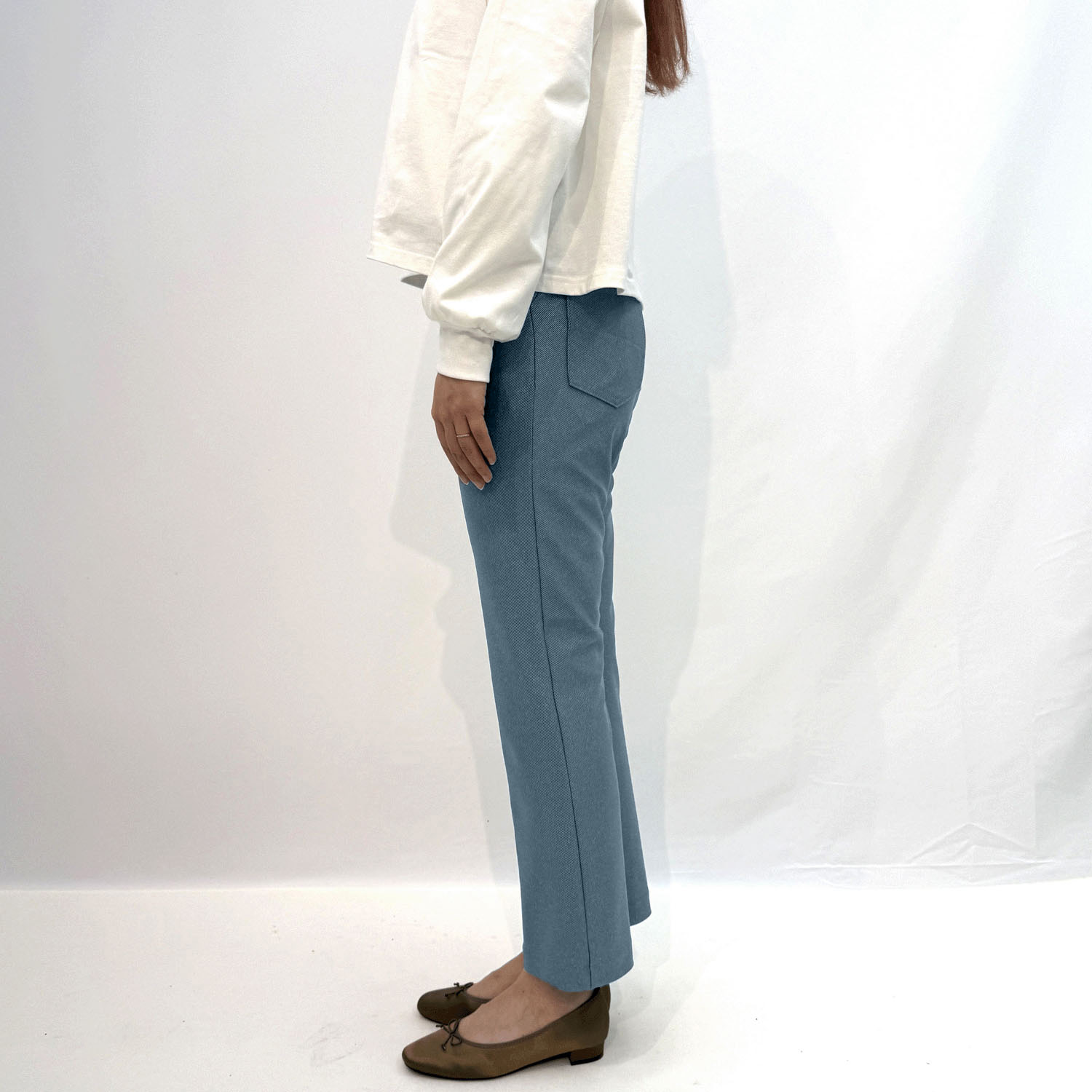 釦付きデニムプリント 大人スタイルパンツ - 画像3