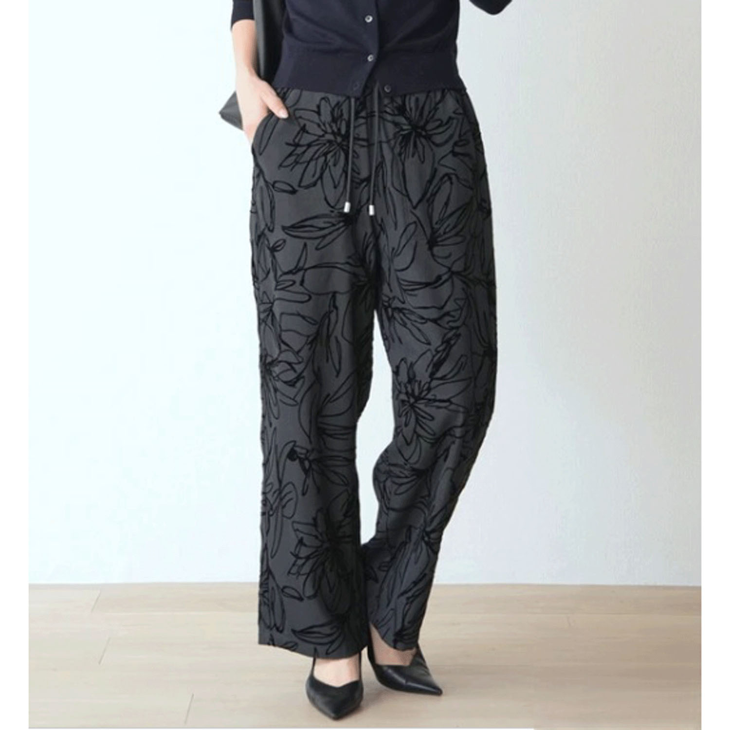 Nohea 花柄フロッキーワイドパンツ - 画像11