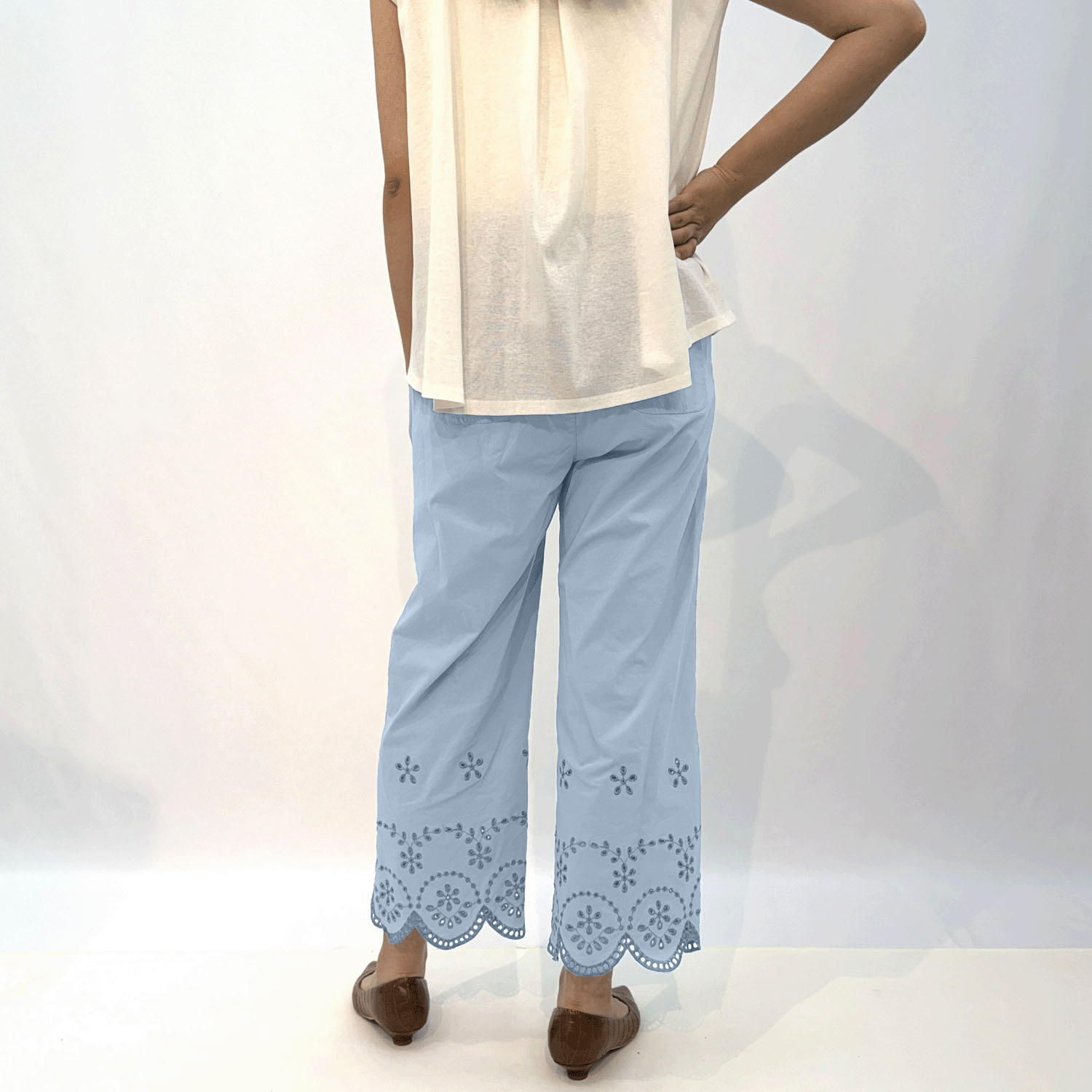 縦ストレッチ スカラップ刺繍パンツ - 画像13