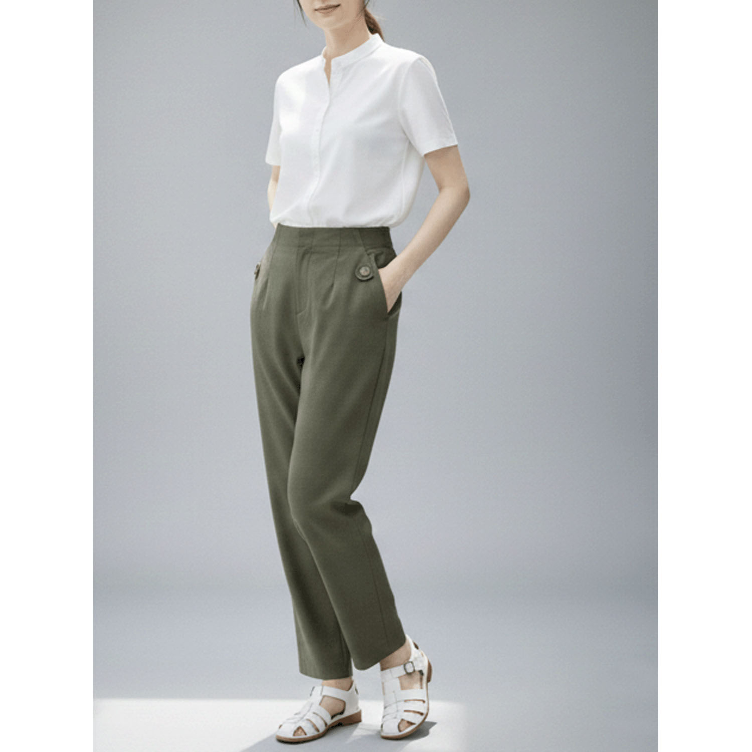 aiai リヨセル麻ストレッチ シュッと！ストレートパンツ - 画像17