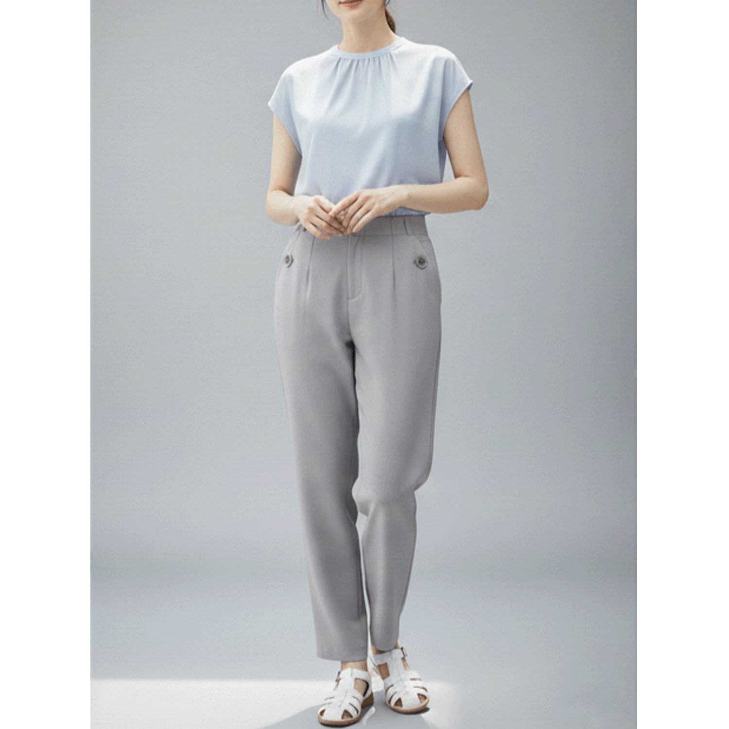 aiai リヨセル麻ストレッチ シュッと！ストレートパンツ - 画像9