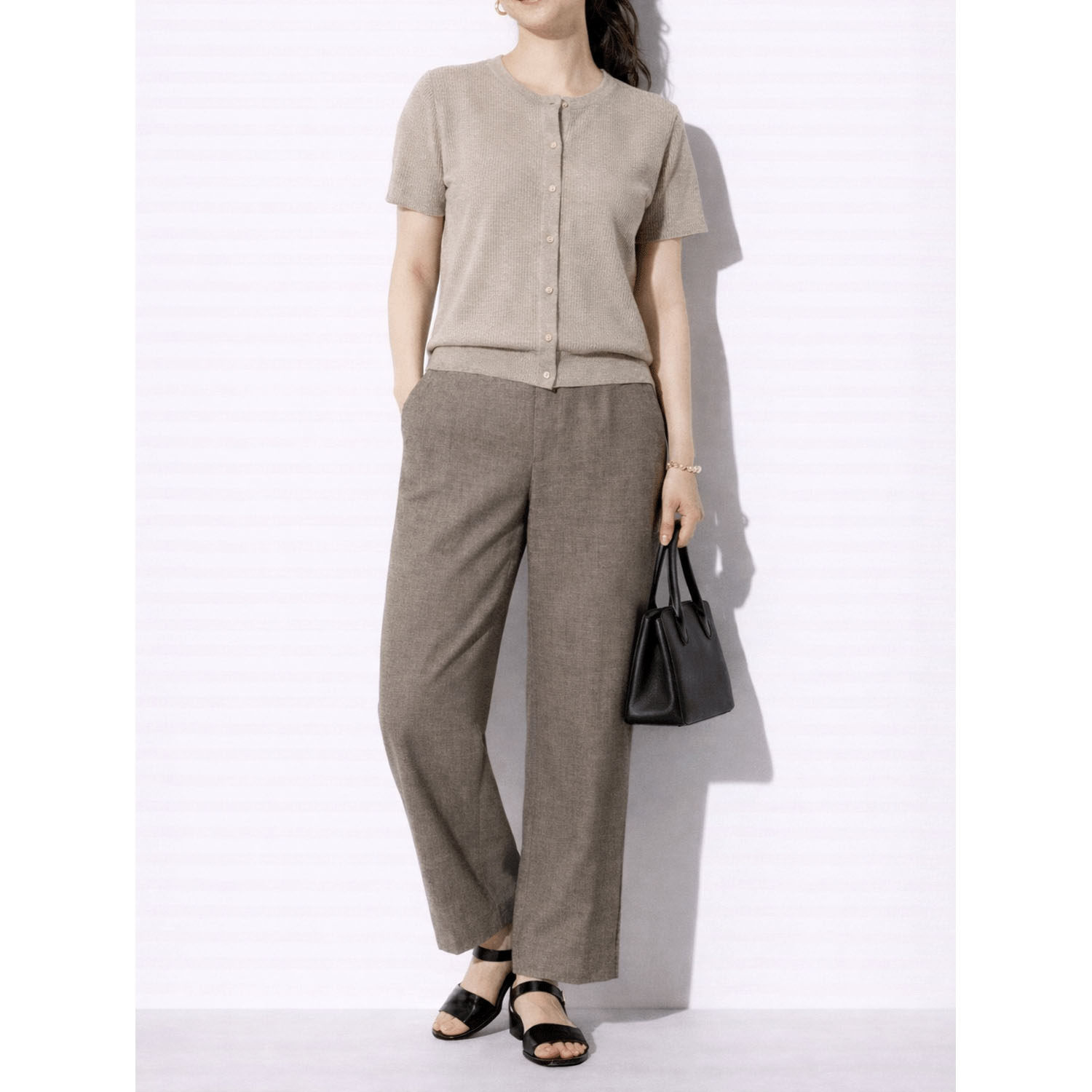 aiai 麻レーヨン シュッと！ワイドフレアーパンツ - 画像12