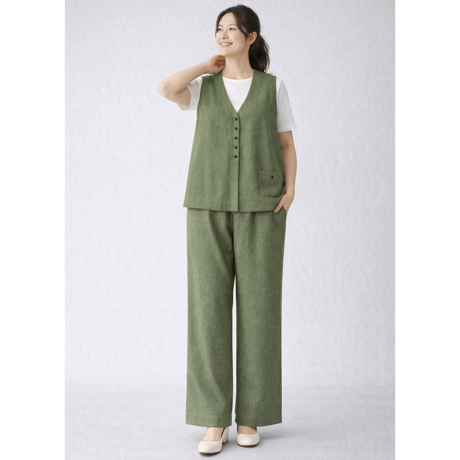 aiai 麻レーヨン シードポケットベスト - 画像12