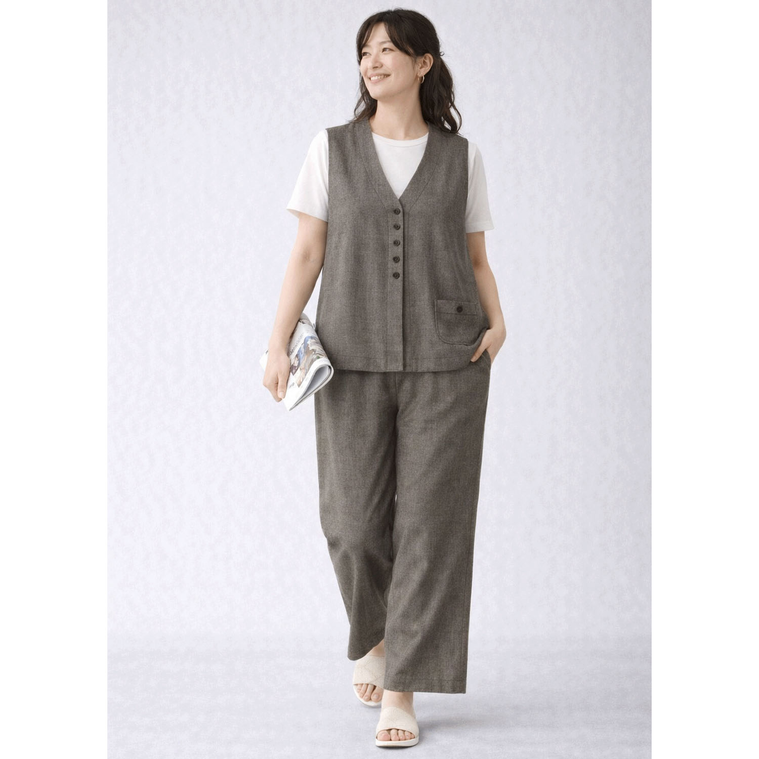 aiai 麻レーヨン シードポケットベスト - 画像9