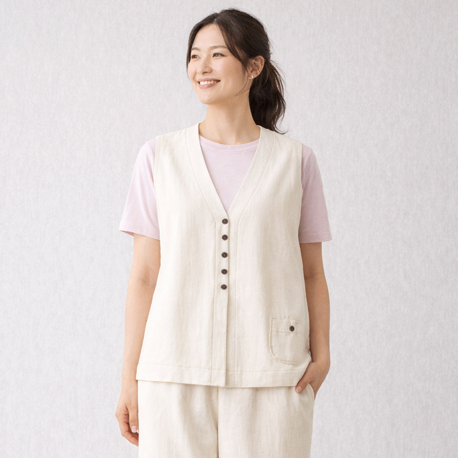 【InstaLive】aiai 麻レーヨン シードポケットベスト