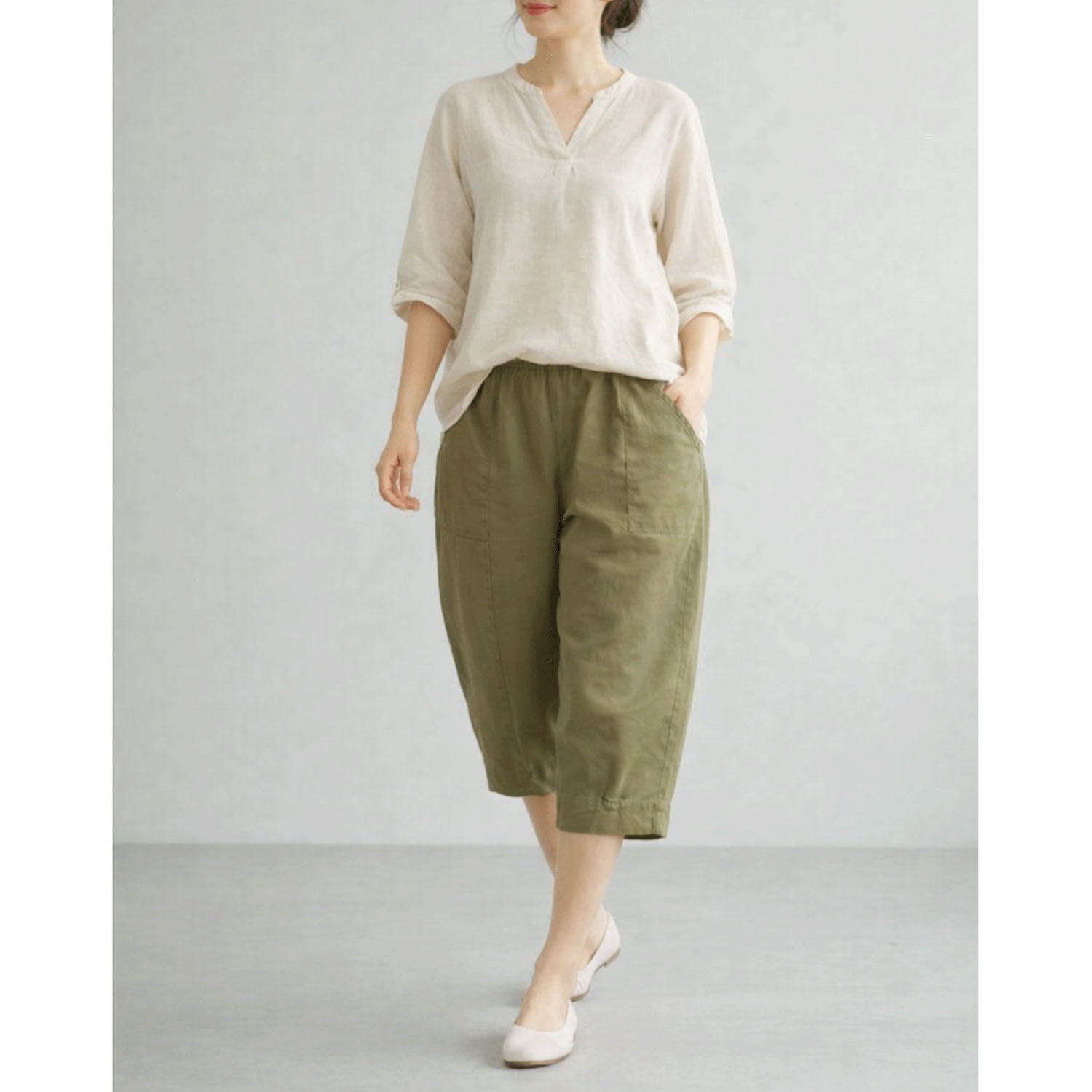 aiai リヨセル麻ストレッチ コクーンキュロット - 画像8