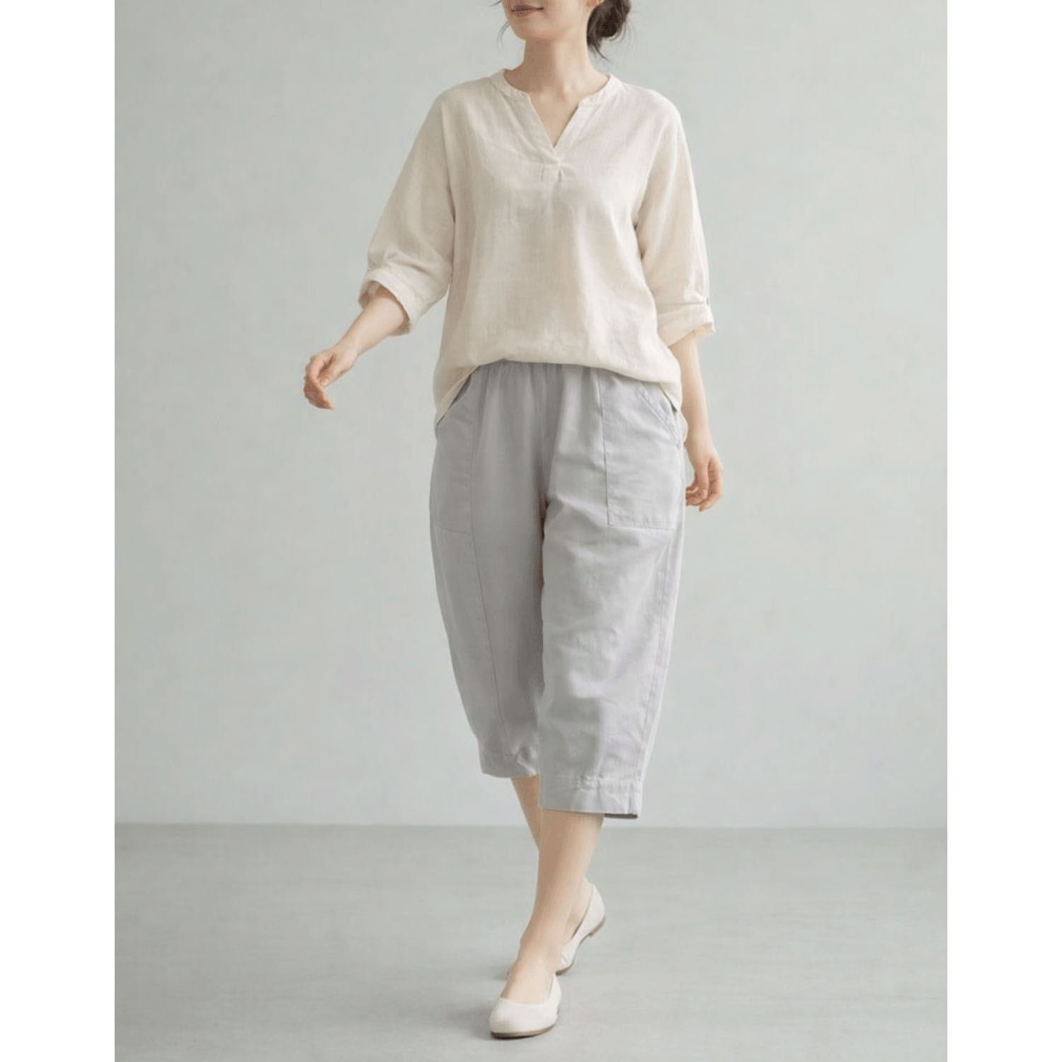 aiai リヨセル麻ストレッチ コクーンキュロット - 画像1