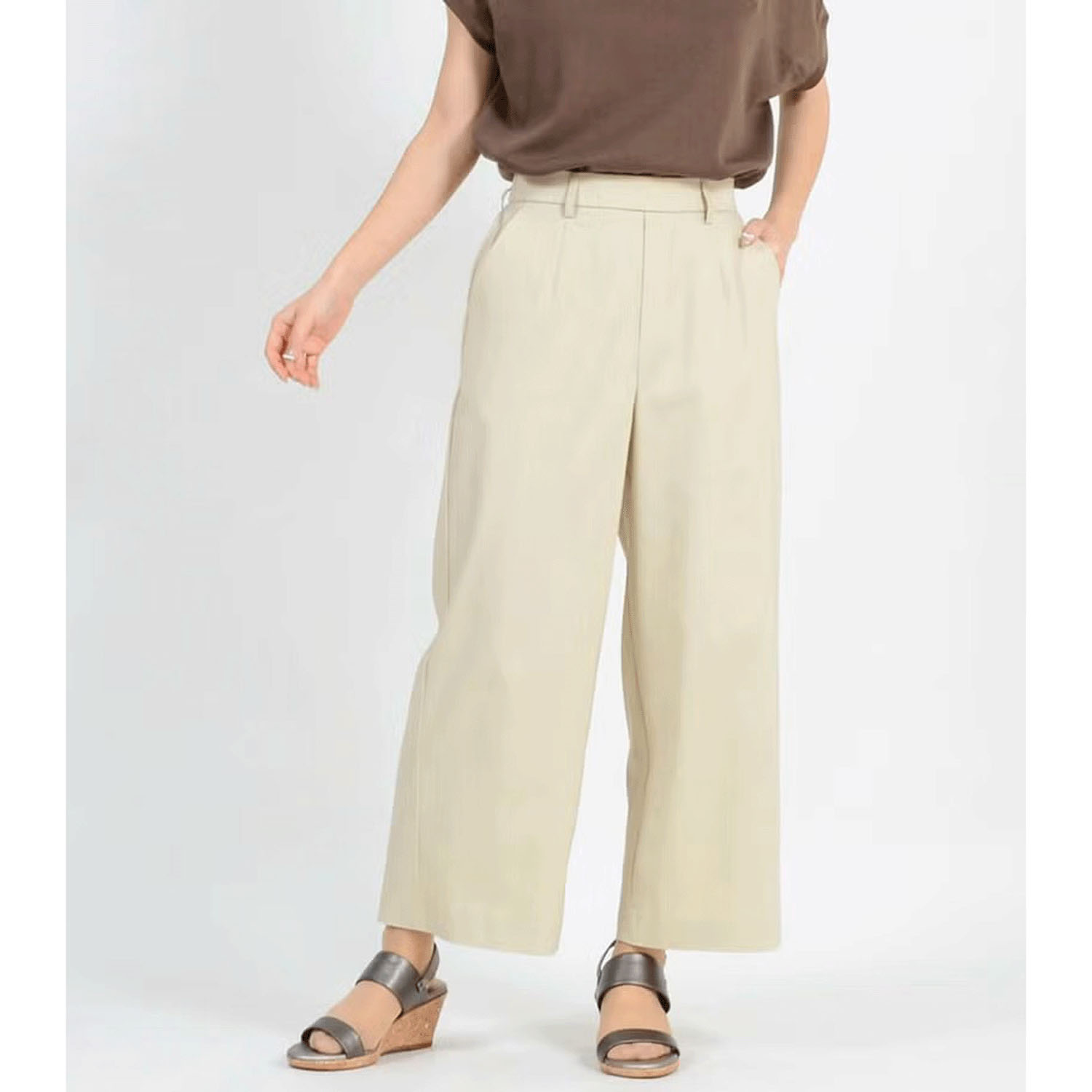 aiai 麻涼みストレッチ ラクキレイワイドパンツ - 画像4