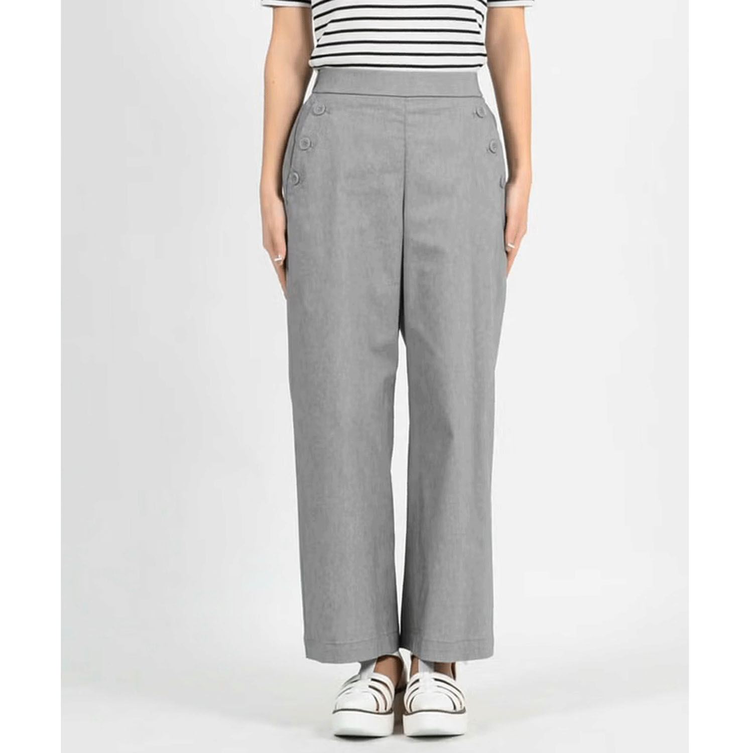 C／Nシャンブレー ストレッチマリンワイドパンツ - 画像1