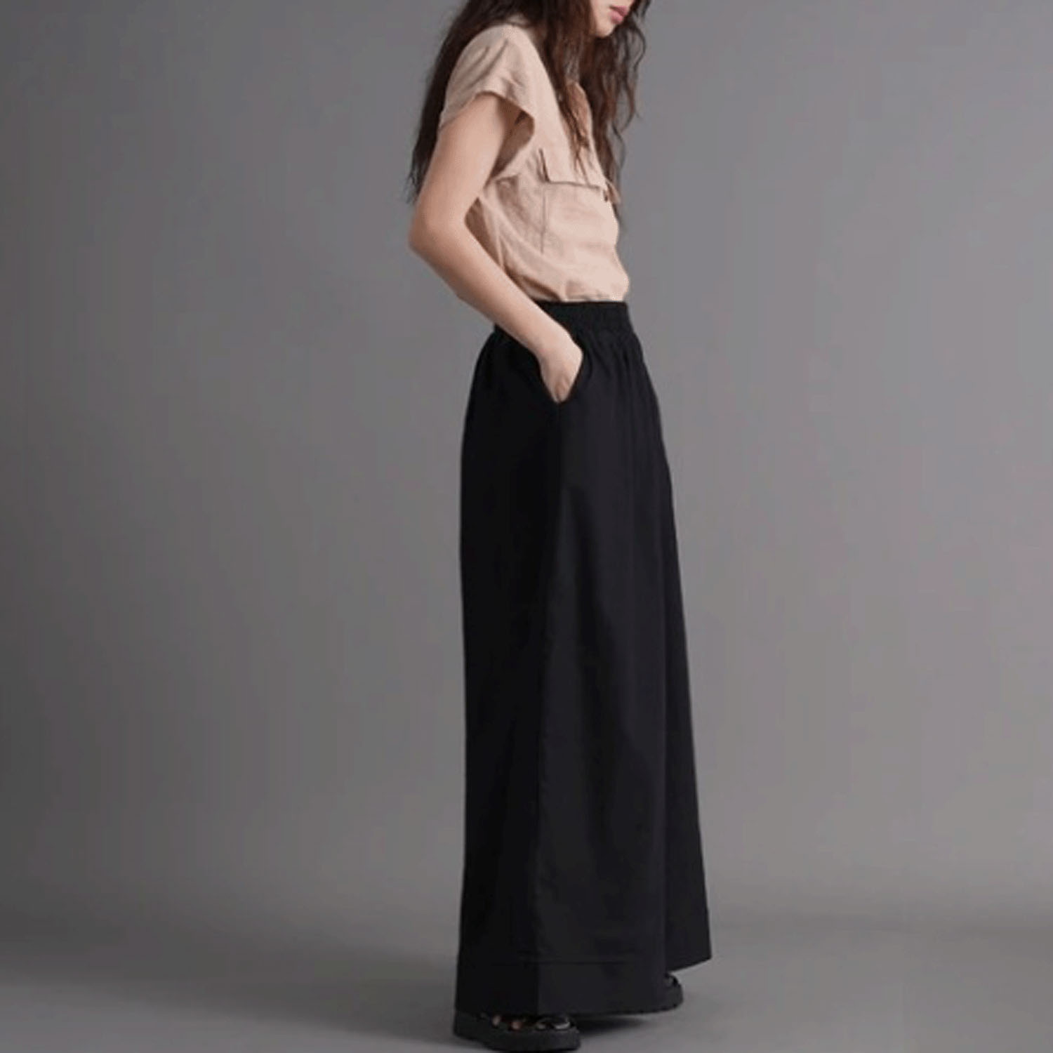 スラブデニムロングガウチョ - 画像12