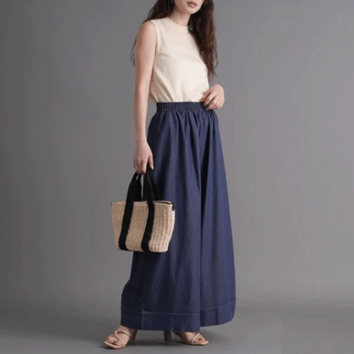 スラブデニムロングガウチョ - 画像18