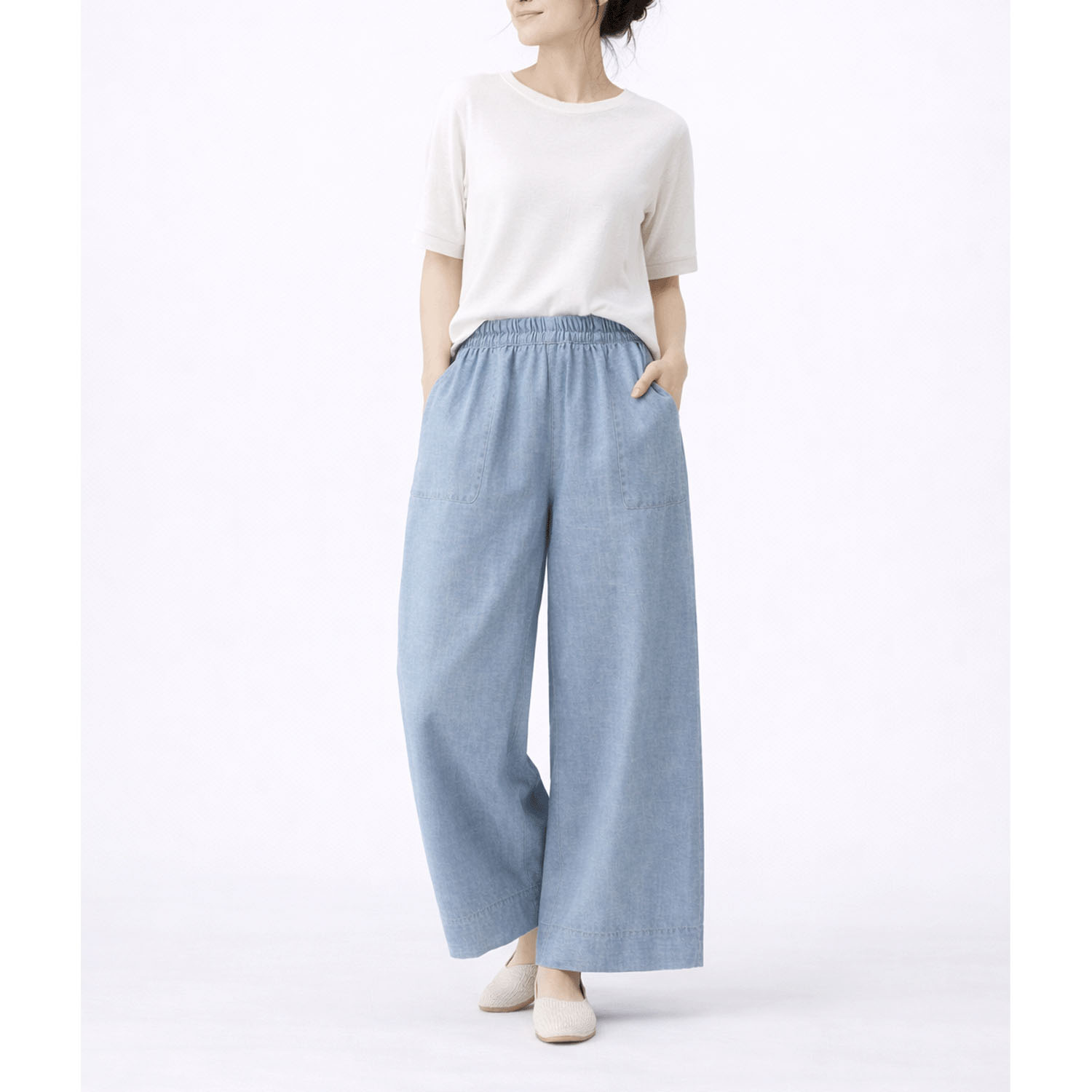【InstaLive】aiai リヨセル／麻／レーヨンデニム ワイドパンツ - 画像1