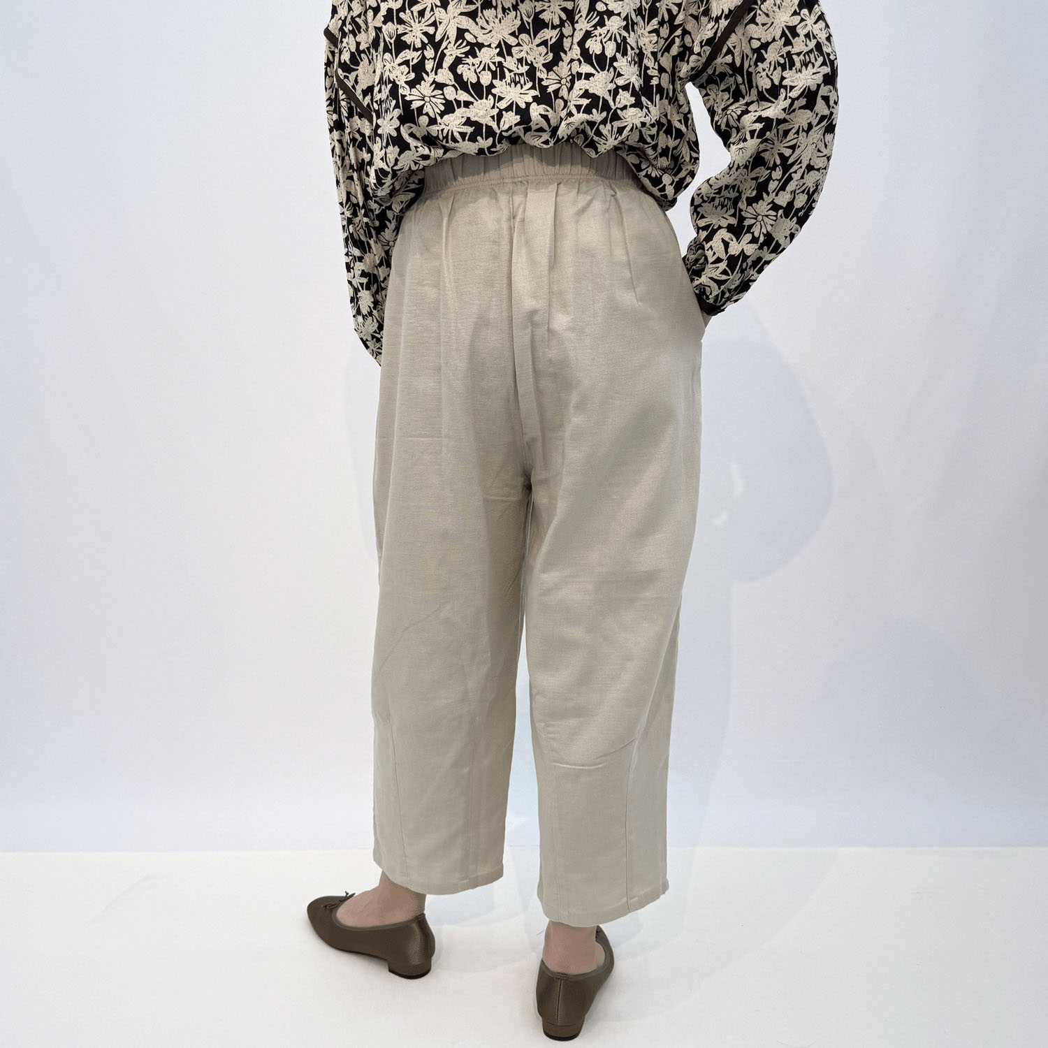 綿麻二重折りオーガニックコクーンパンツ - 画像3