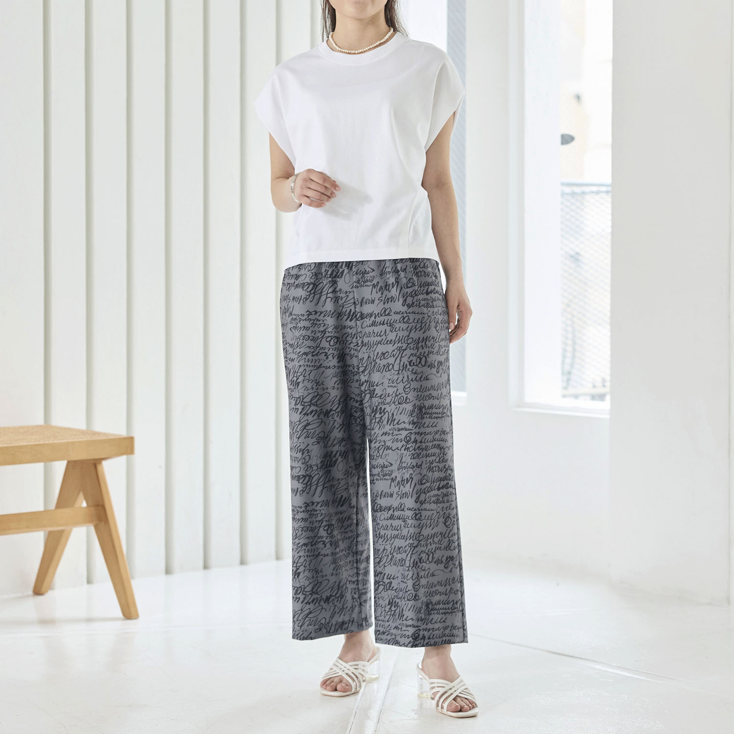 Reginetta 英字プリントワイドストレート - 画像3