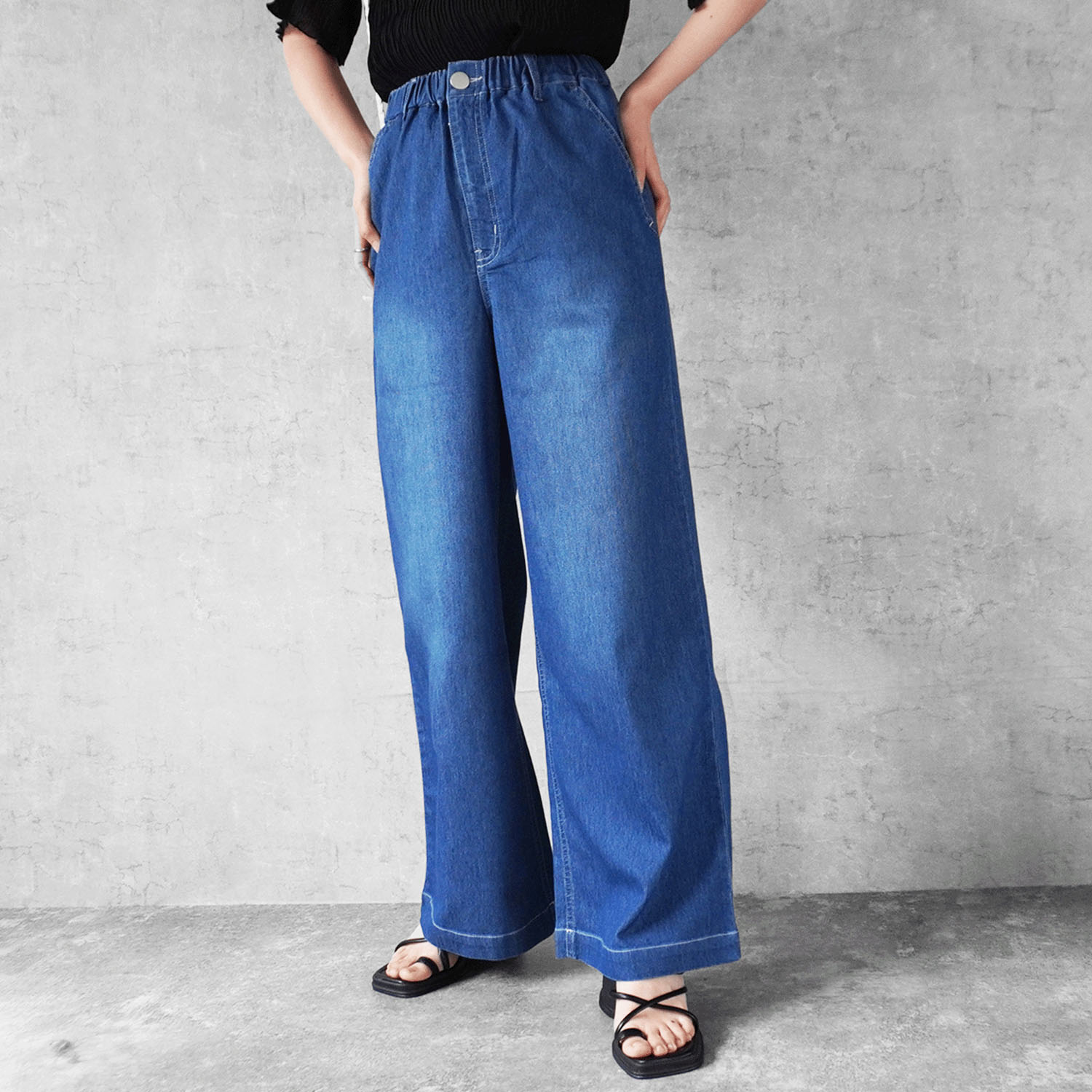 W HEART アイスメッシュデニムワイドパンツ - 画像3