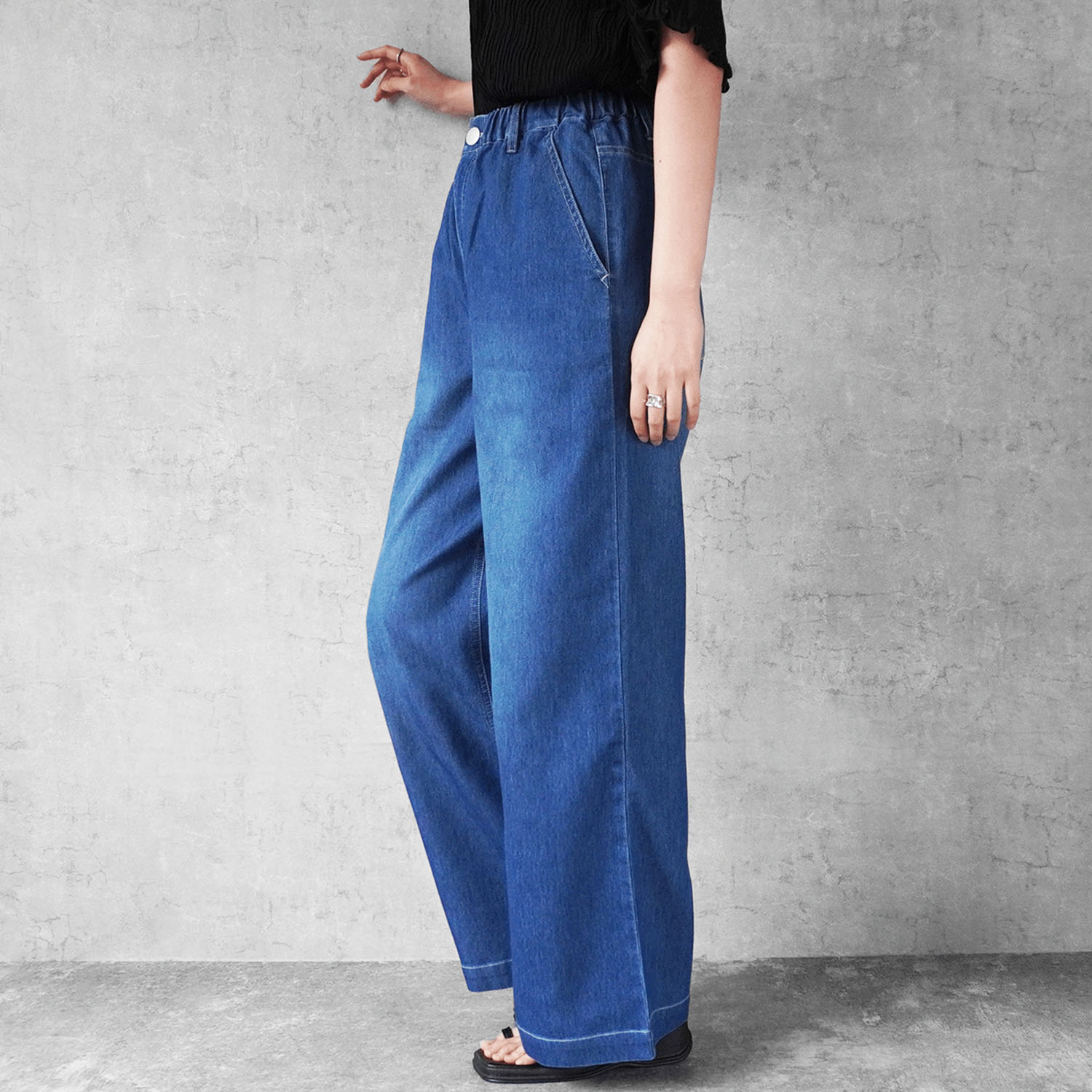 W HEART アイスメッシュデニムワイドパンツ - 画像4