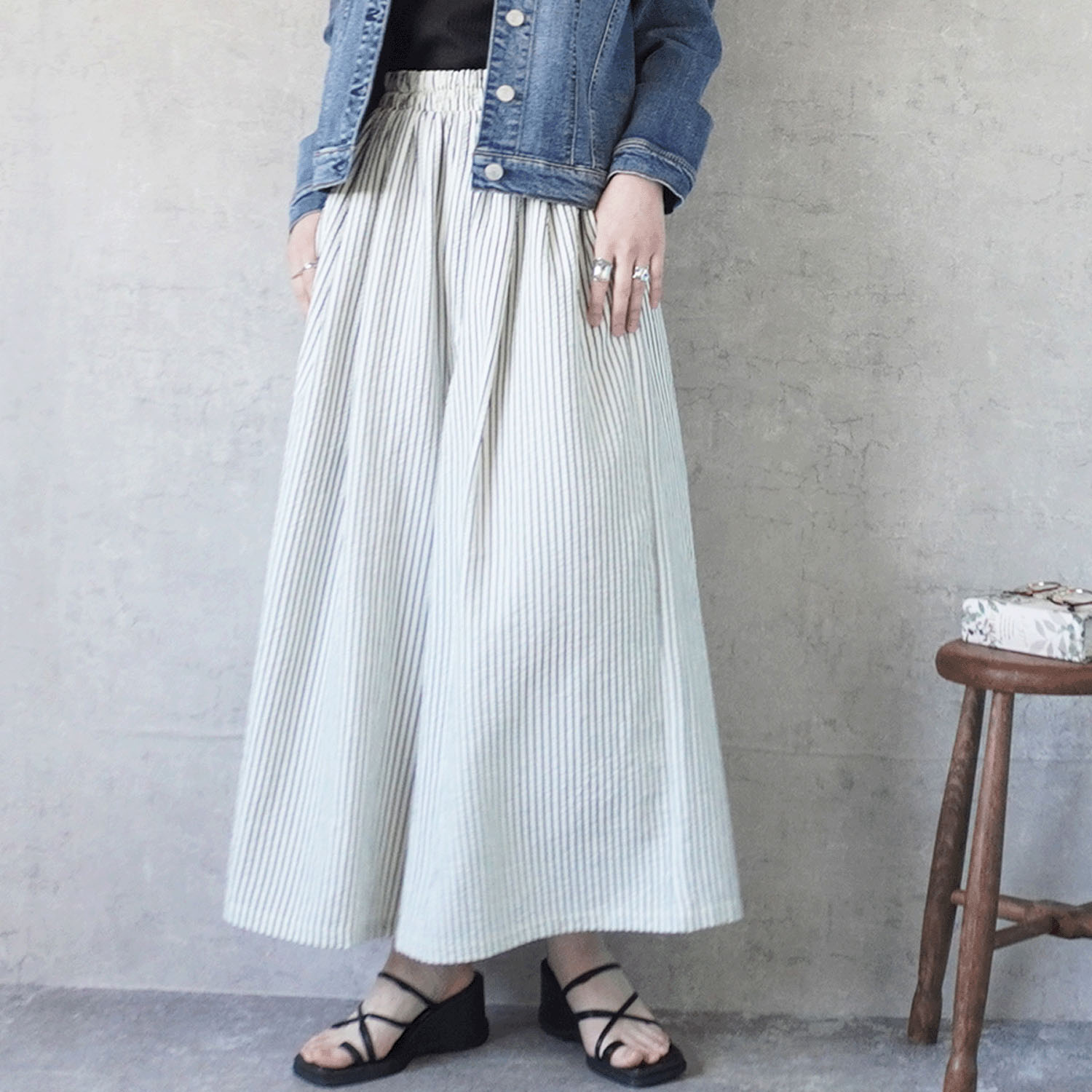 nod ストライプフレアパンツ - 画像2