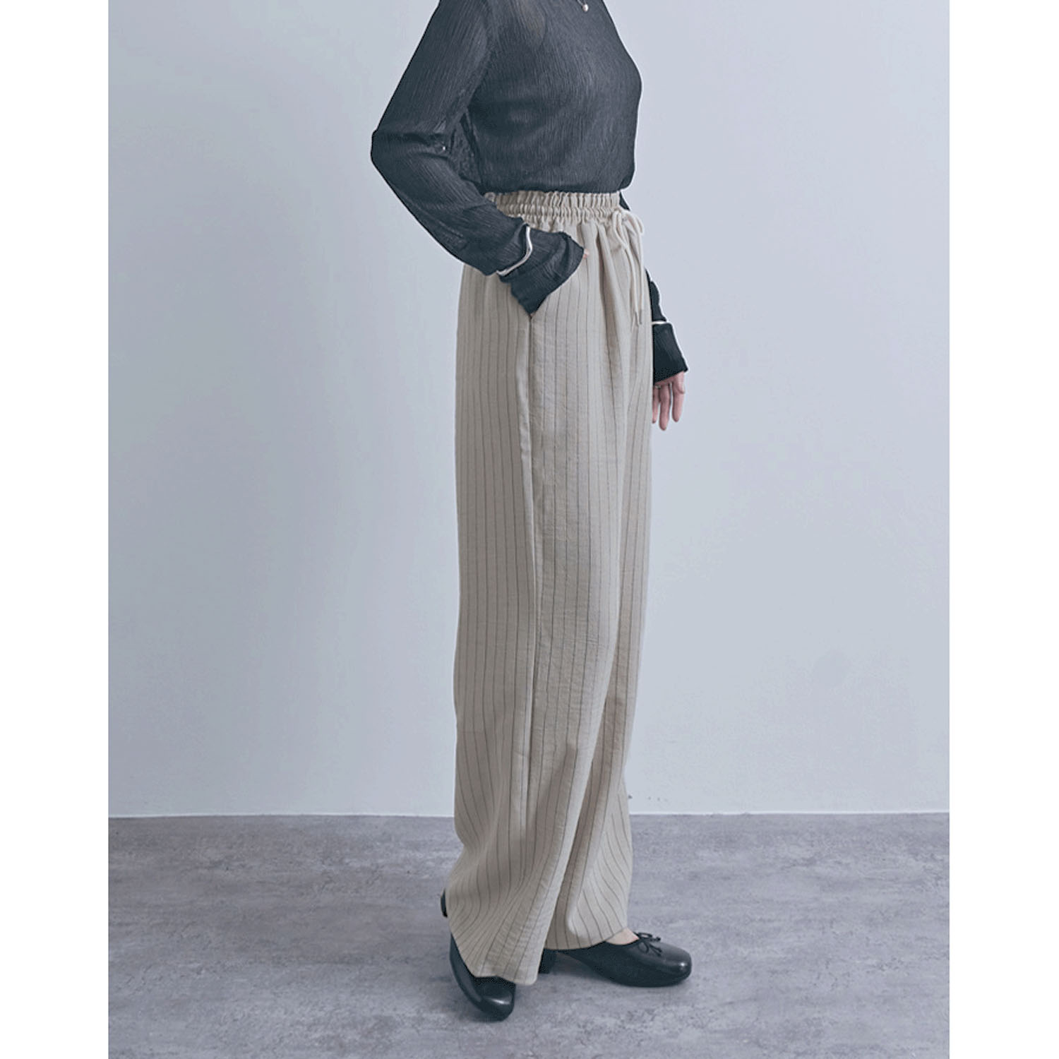 麻調イージーパンツ - 画像2