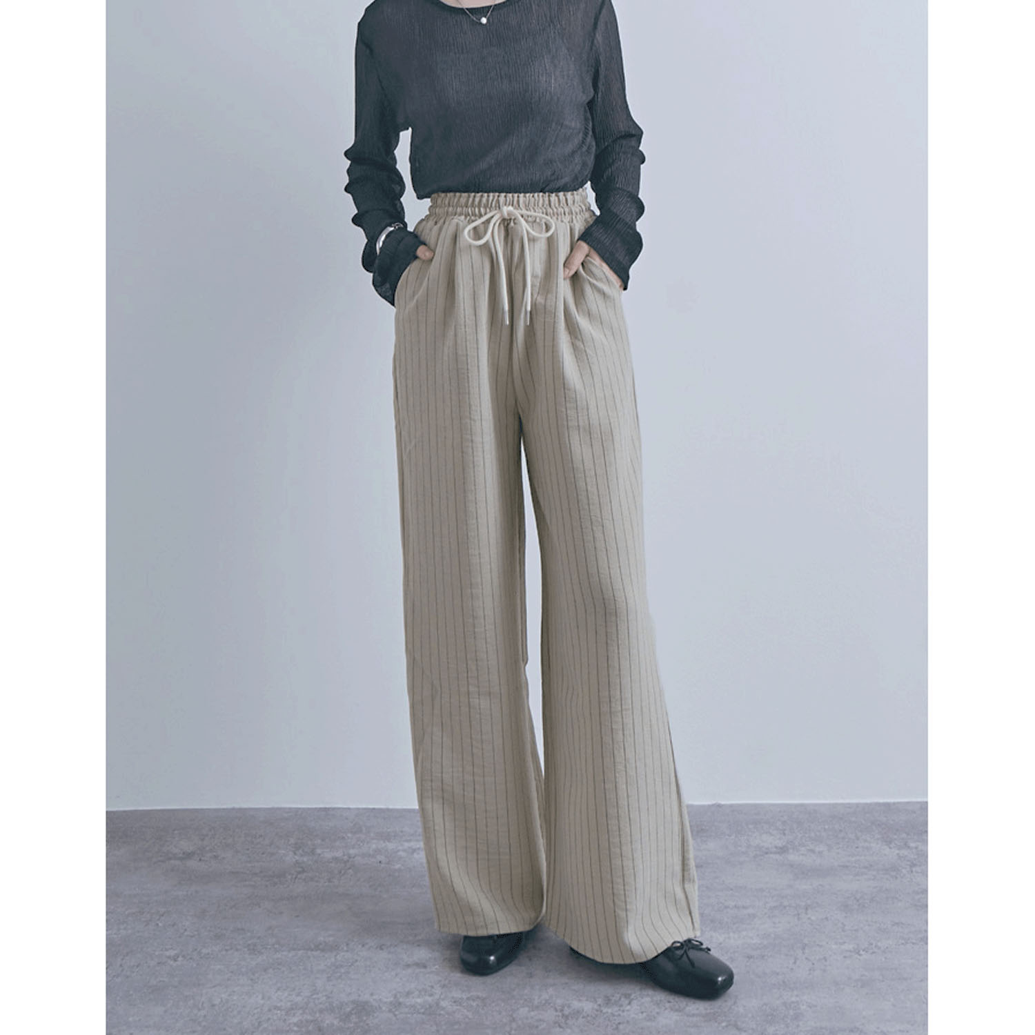 麻調イージーパンツ - 画像1