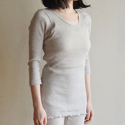 天衣無縫 リブ8分袖シャツ - 画像1