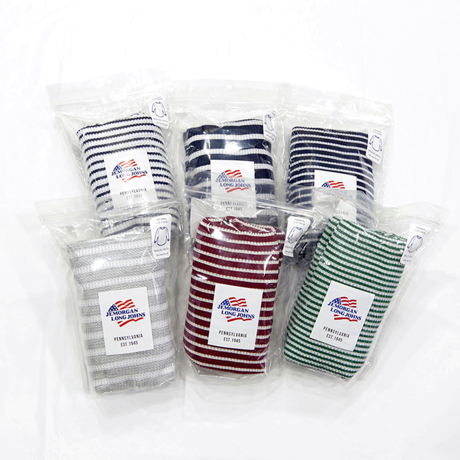 【JEMORGAN LONG JOHNS】 ボーダー ワッフルラグランTパック - 画像1