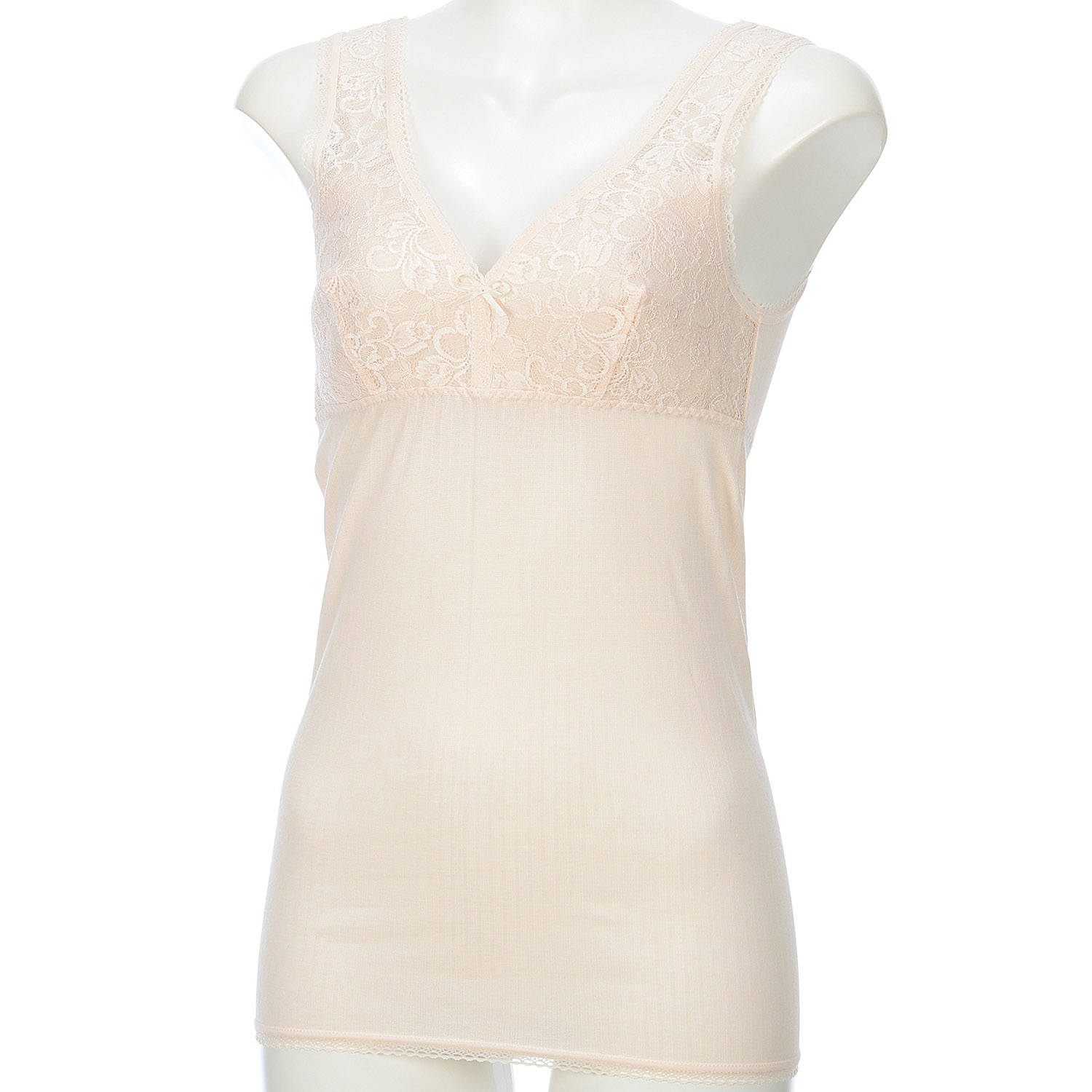 ドライ綿ラン型ブラキャミ（胸レース）