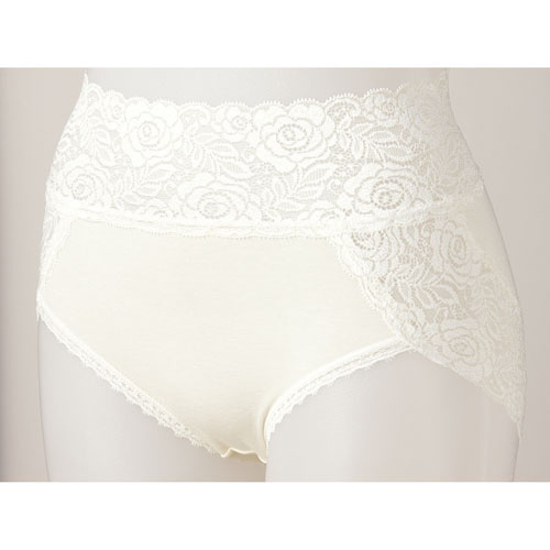 【在庫限り】薔薇レースショーツ 白M - 画像1