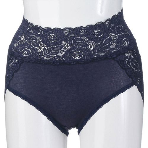 【在庫限り】薔薇レースショーツ 濃紺M - 画像1