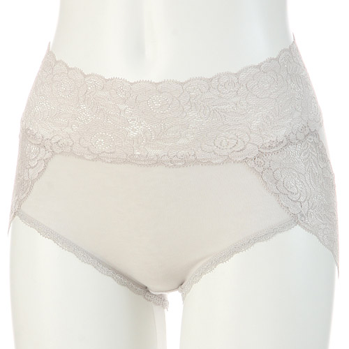 【在庫限り】薔薇レースショーツ ライトグレーLL - 画像1