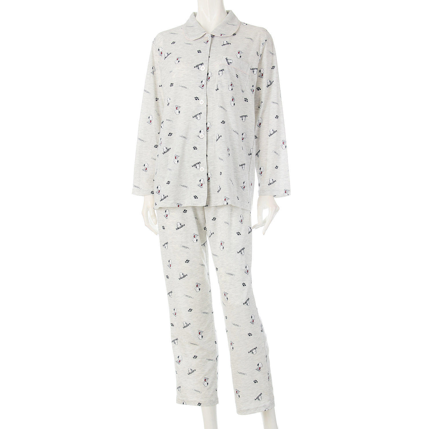 SNOOPY TC天竺総柄プリント 長袖長パンツシャツパジャマ  レディース - 画像2