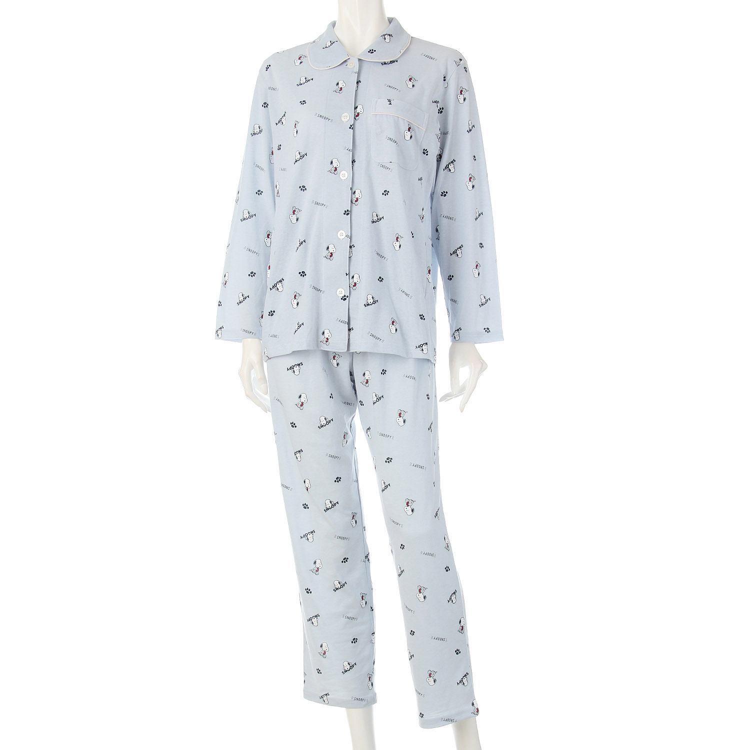 SNOOPY TC天竺総柄プリント 長袖長パンツシャツパジャマ  レディース - 画像3