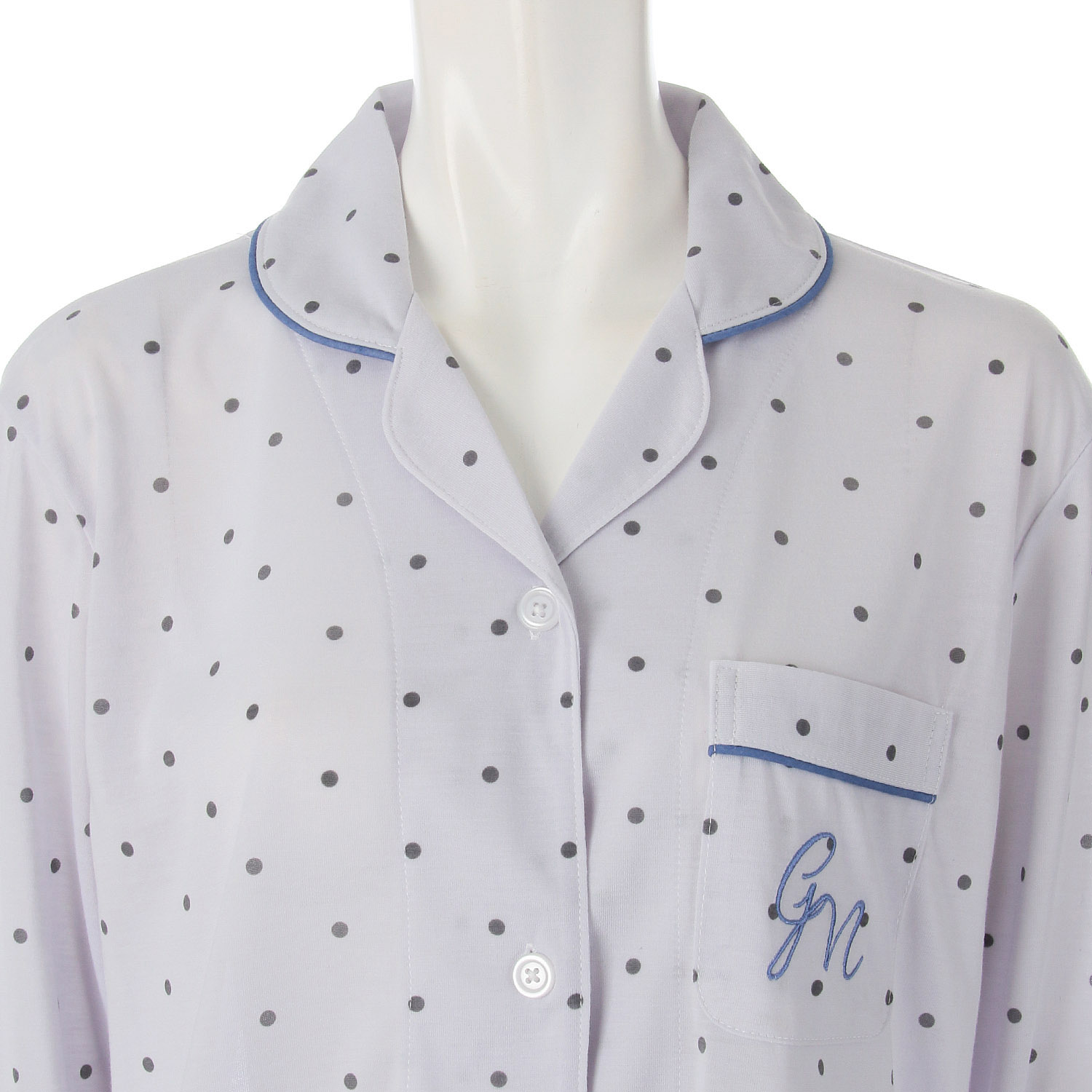 chamoppa 天竺 ドット柄長袖長パンツシャツパジャマ - 画像4