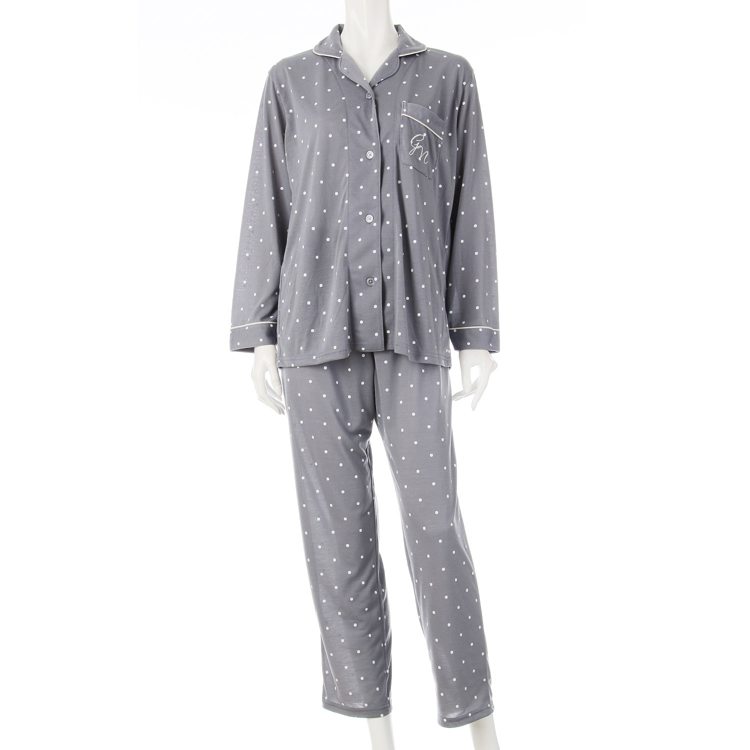 chamoppa 天竺 ドット柄長袖長パンツシャツパジャマ - 画像7