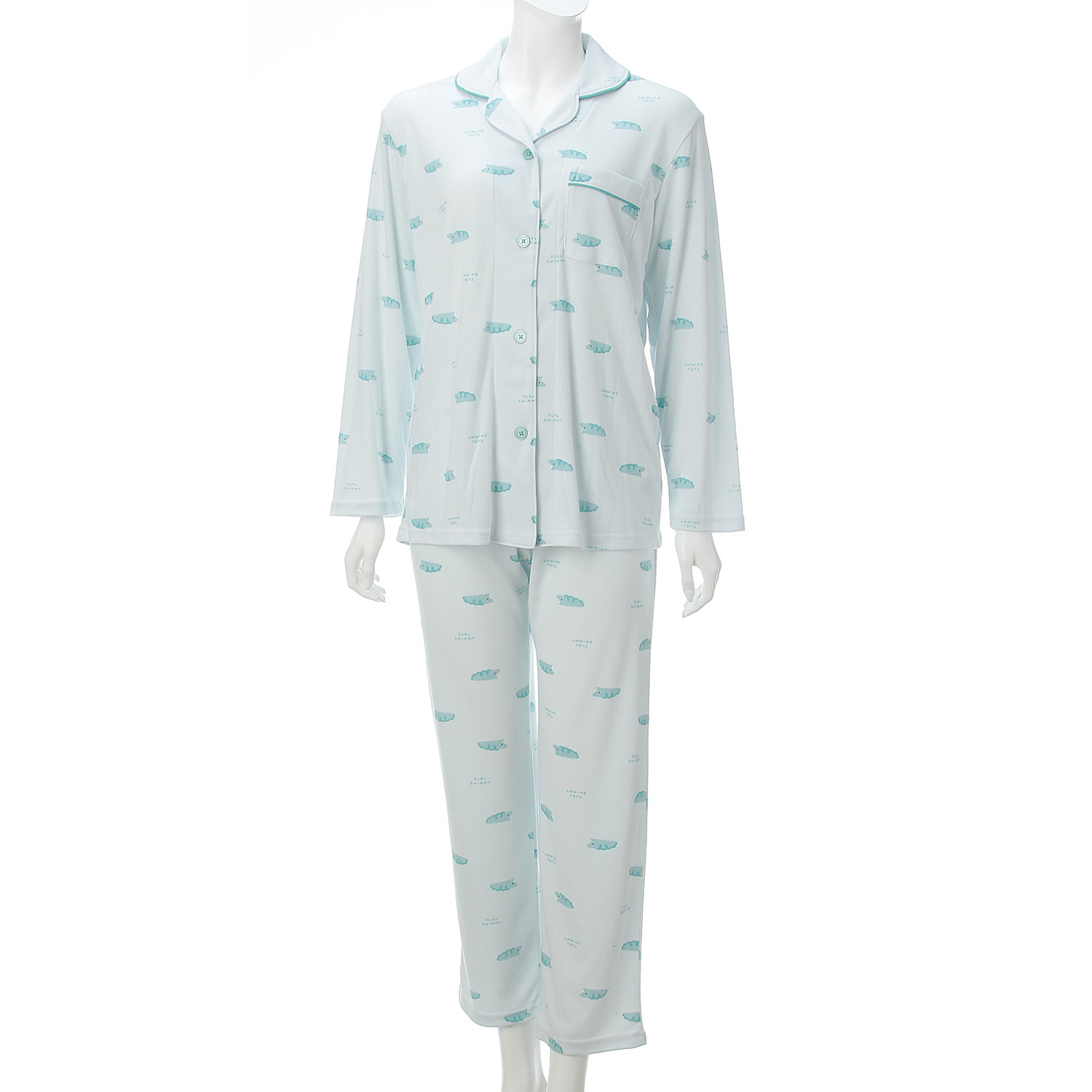 ゆるすいみー TRスムース 総柄 長袖長パンツ シャツパジャマ レディース - 画像2