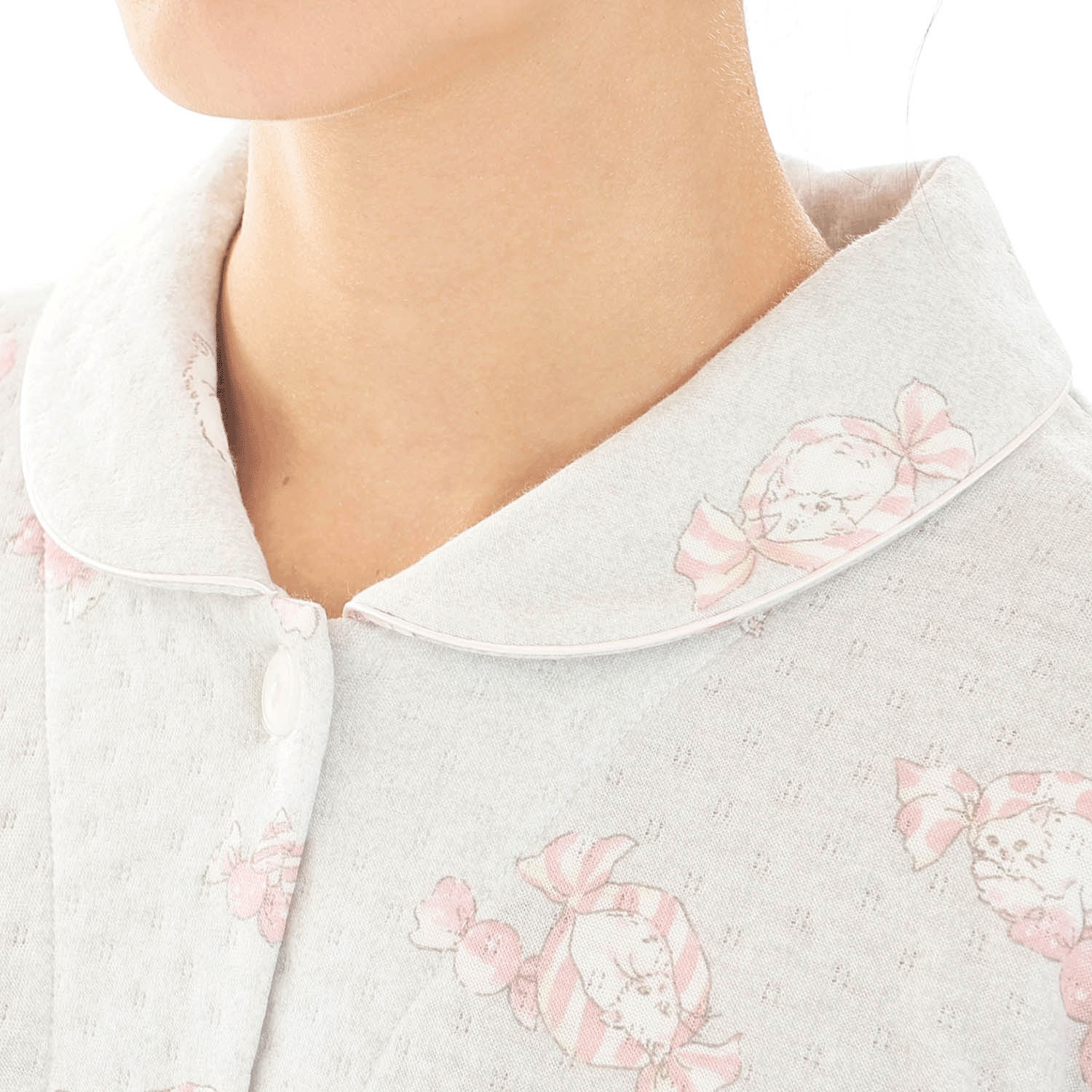 Narue 接結（綿入り）ボンボンキャットシャツパジャマ - 画像12