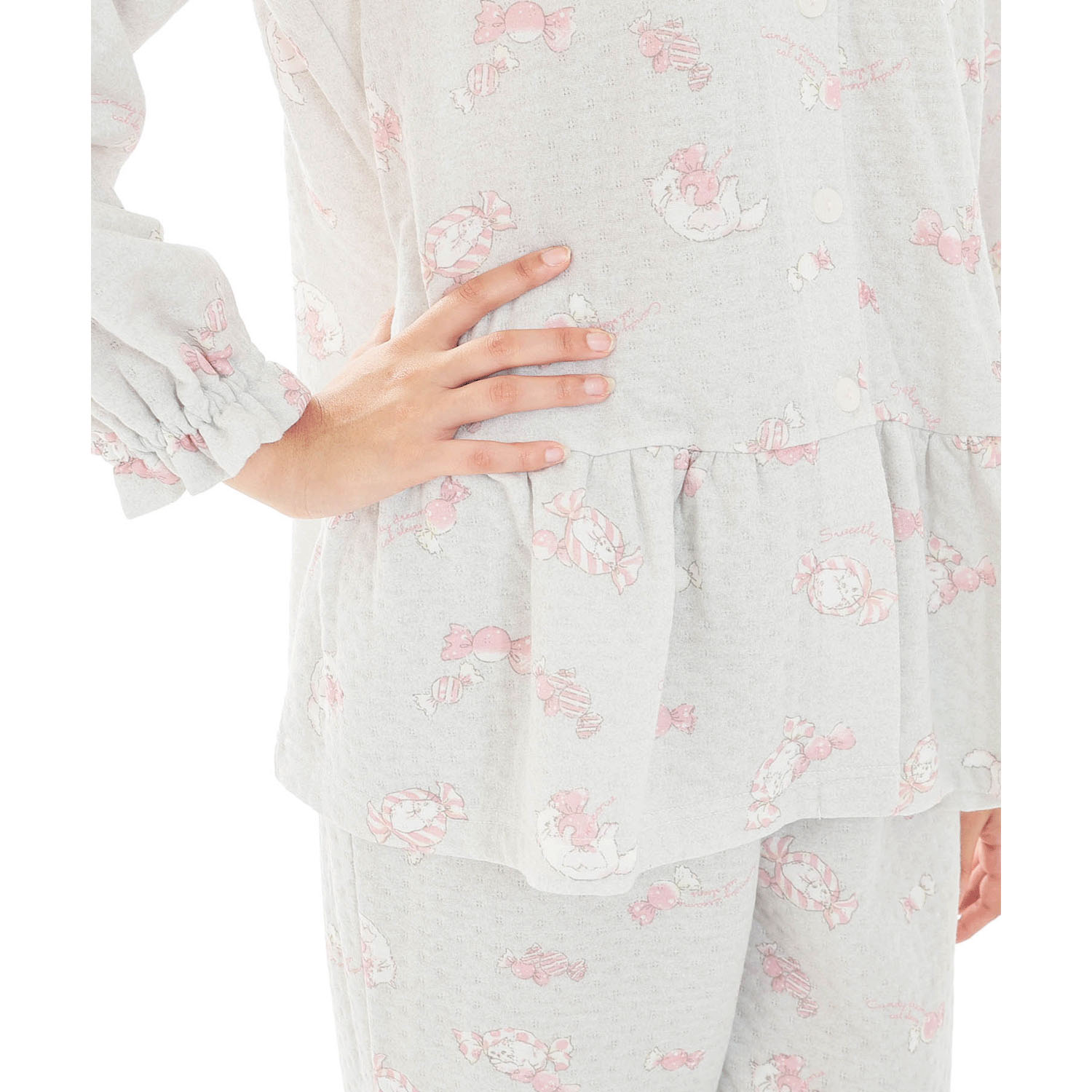 Narue 接結（綿入り）ボンボンキャットシャツパジャマ - 画像14