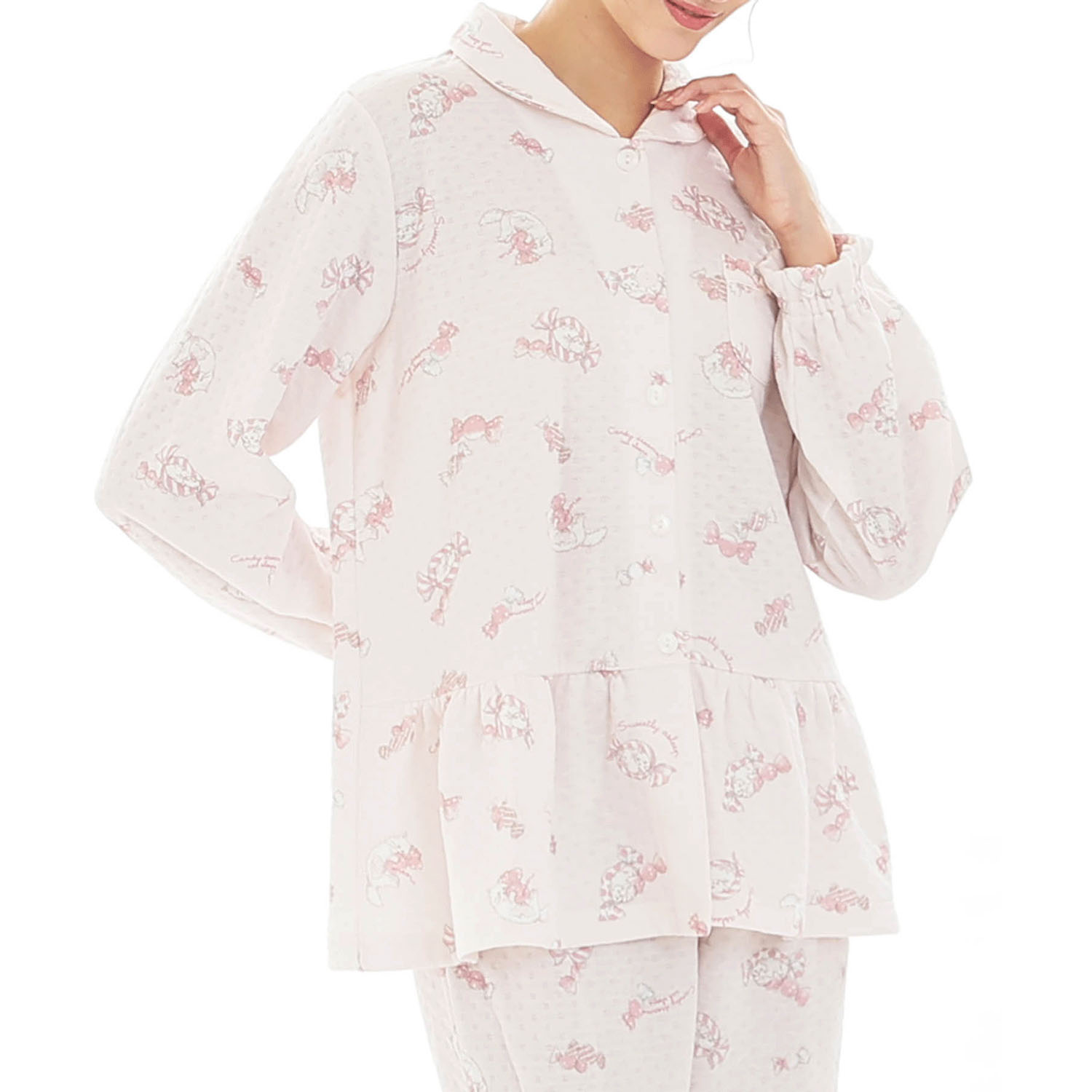 Narue 接結（綿入り）ボンボンキャットシャツパジャマ - 画像17