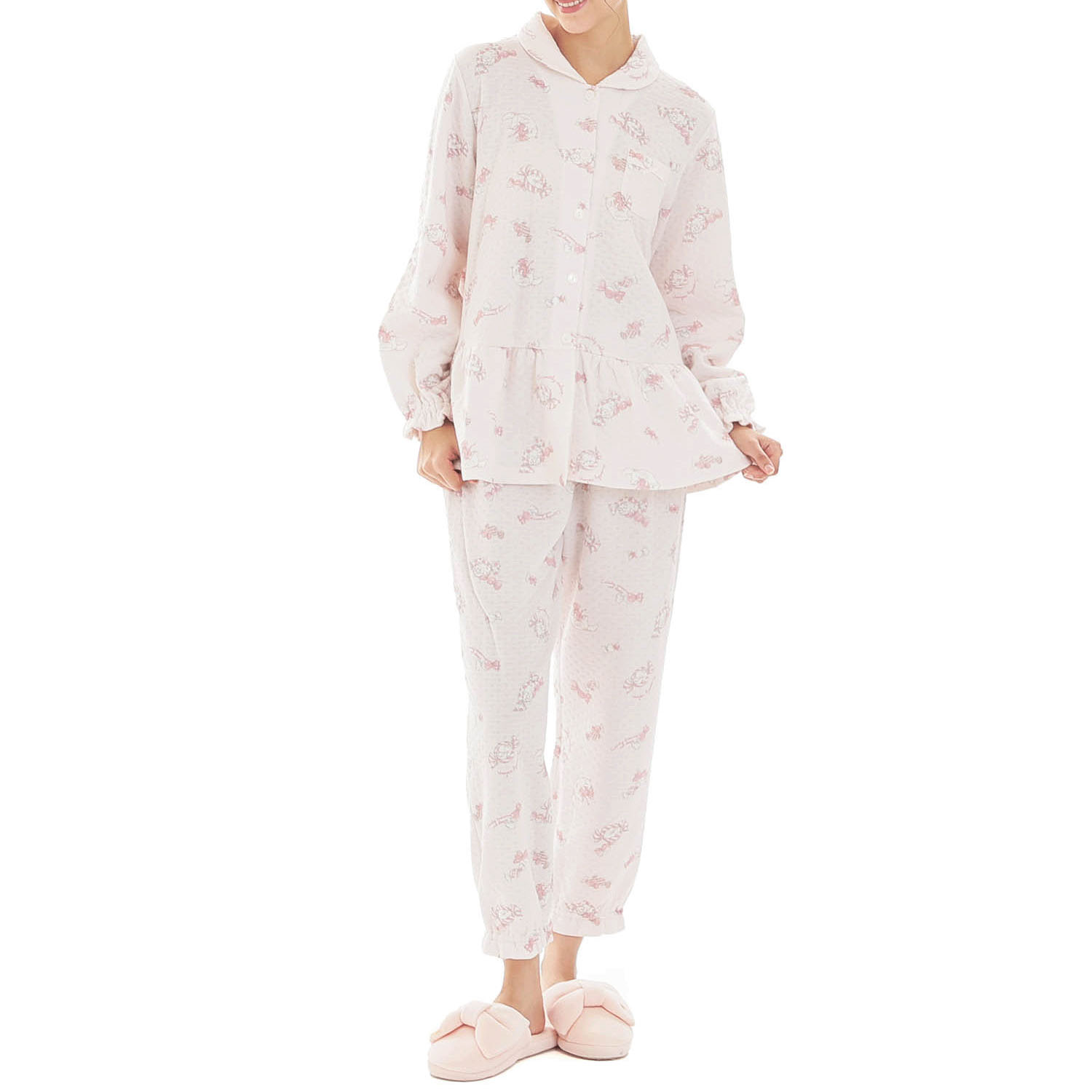 Narue 接結（綿入り）ボンボンキャットシャツパジャマ - 画像18