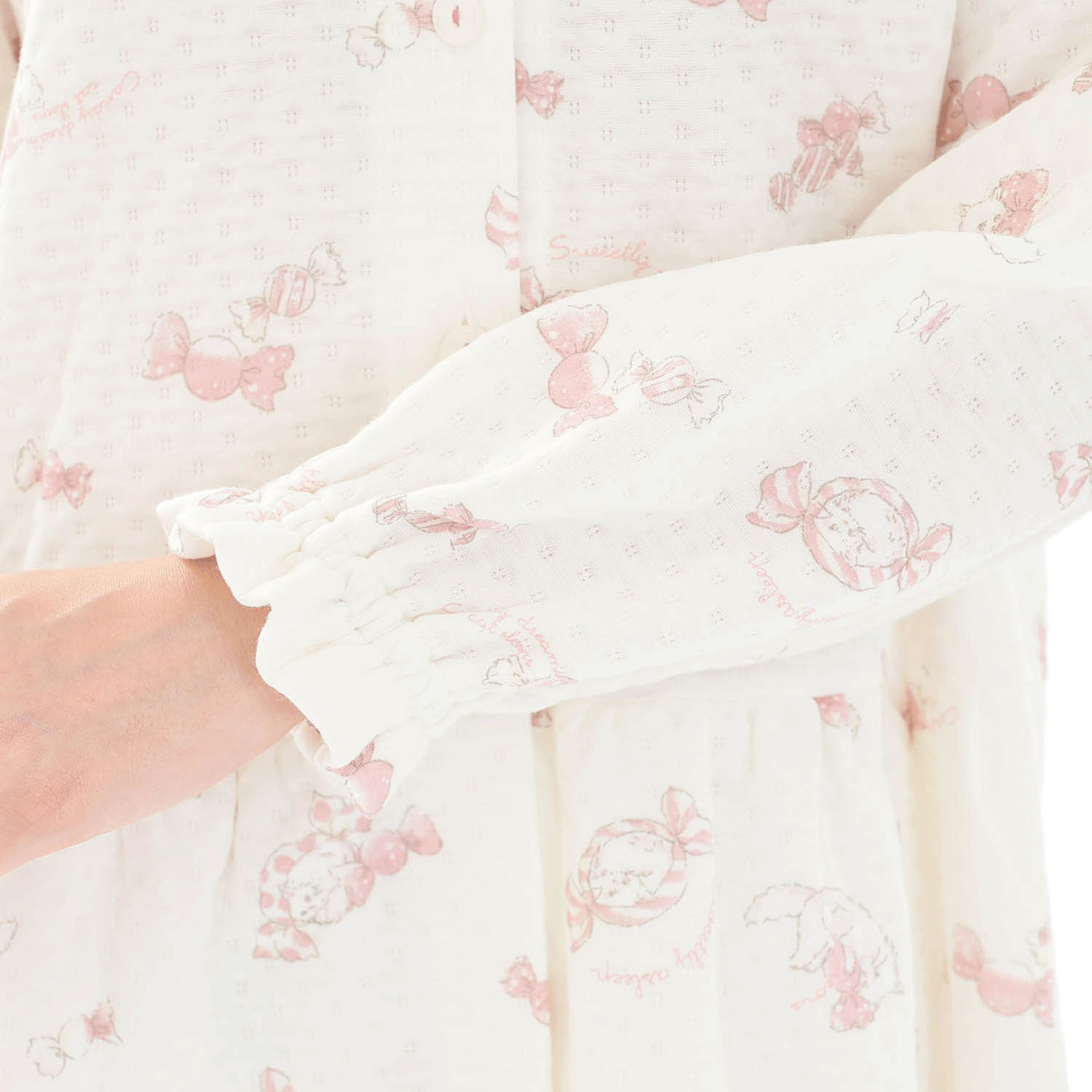 Narue 接結（綿入り）ボンボンキャットシャツパジャマ - 画像6