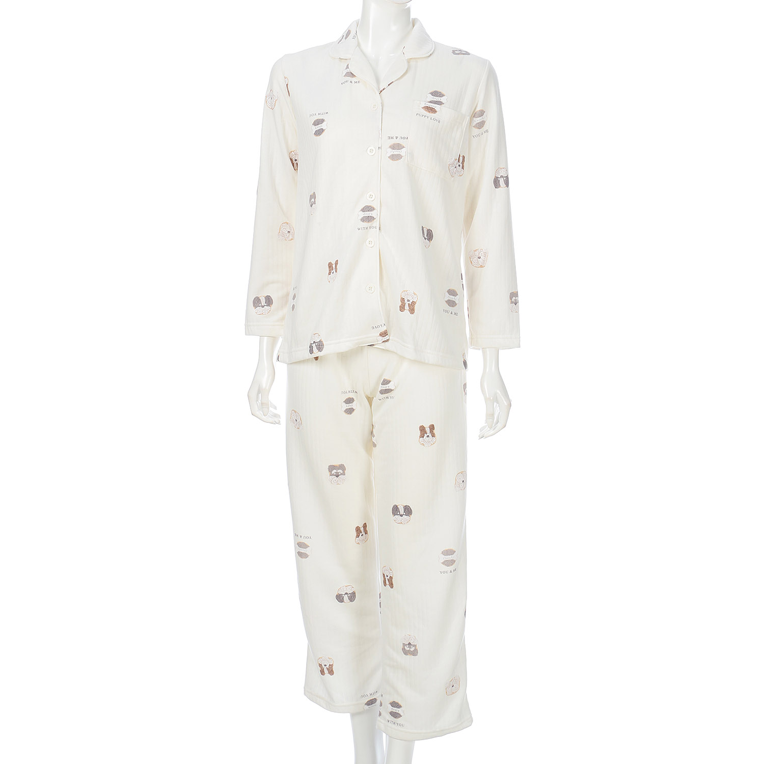 Candy Closet 婦人 ストライプキルト ドッグクッキープリント パジャマ - 画像1