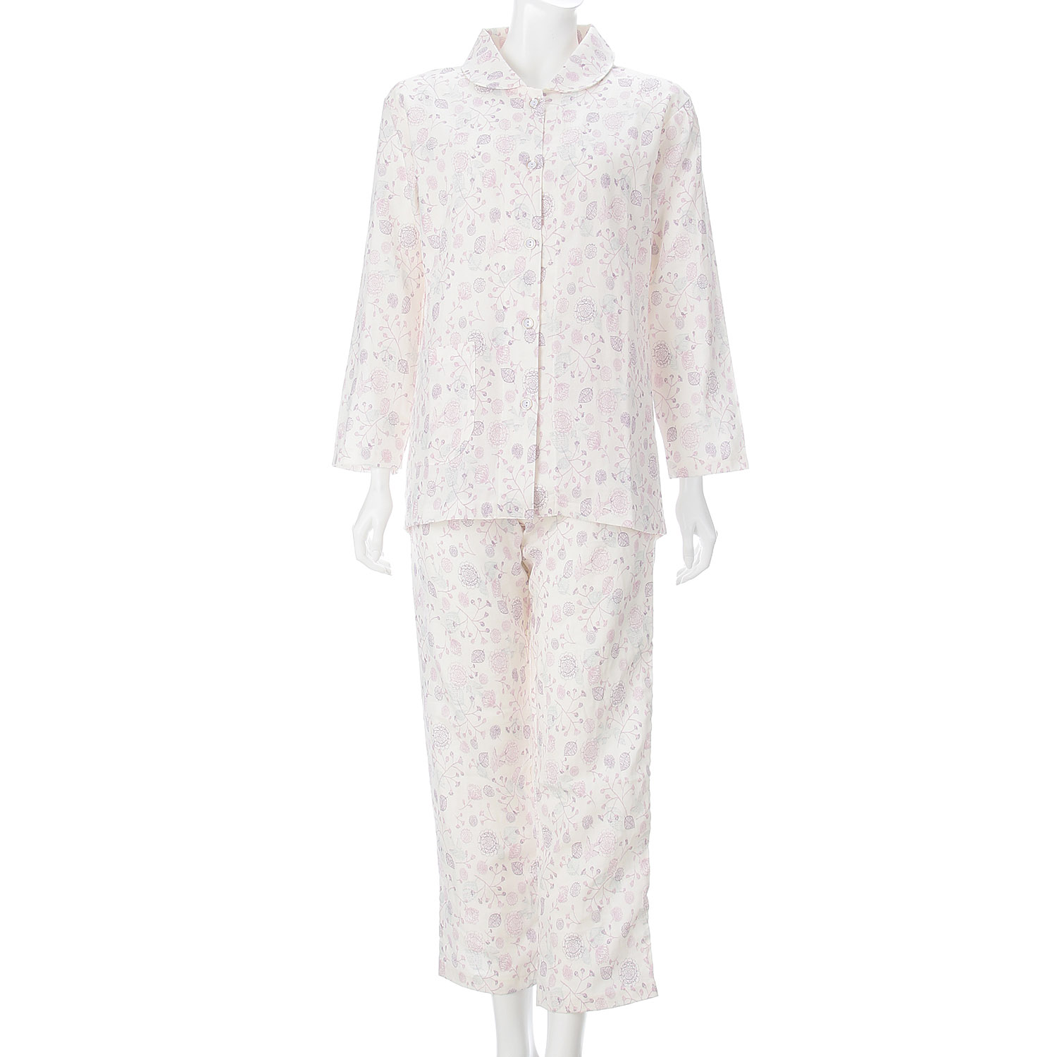 婦人ガーゼ全開シャツパジャマ S／M／L 日本製 - 画像3