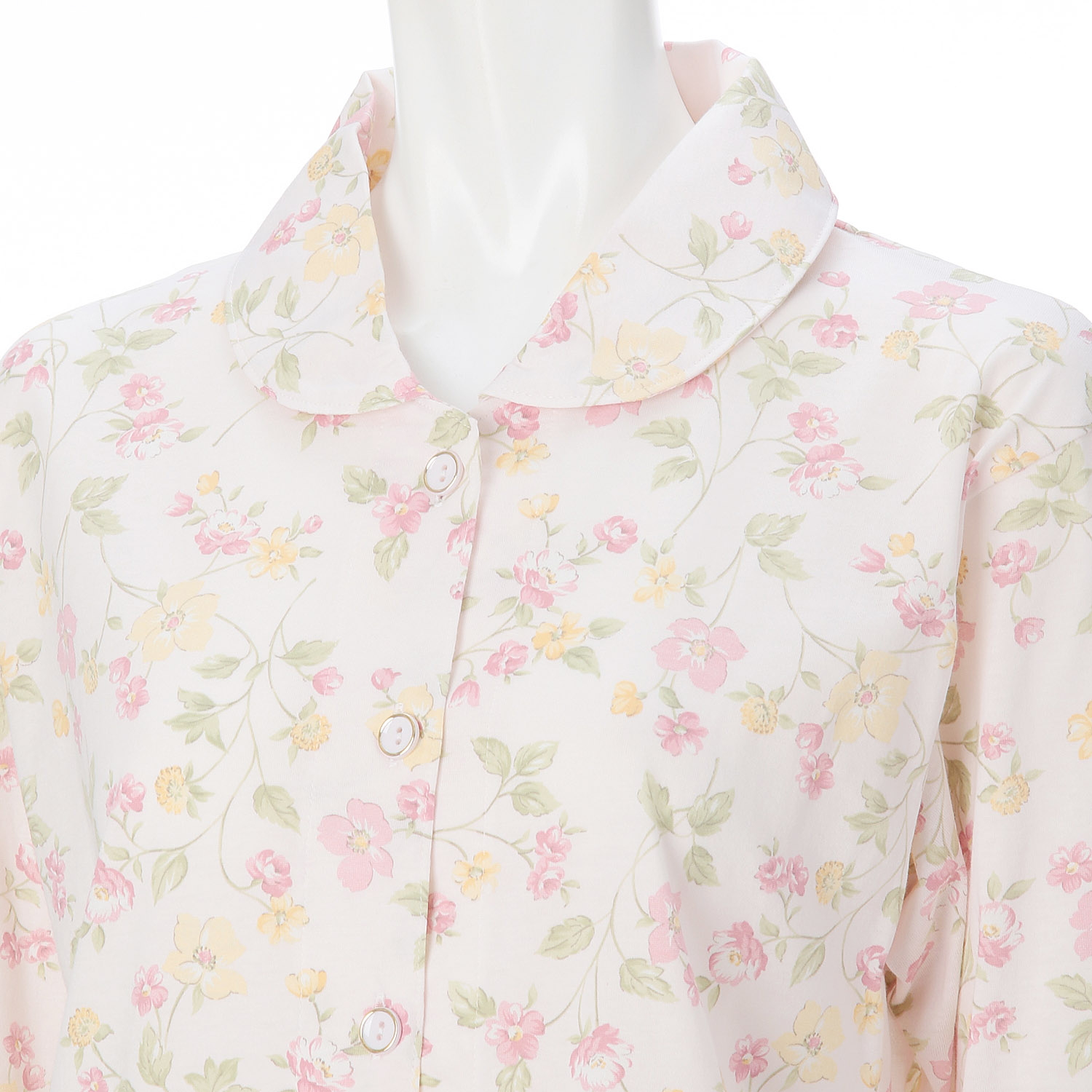 婦人 綿天竺全開パジャマ プチサイズ S／M／L 日本製 - 画像3