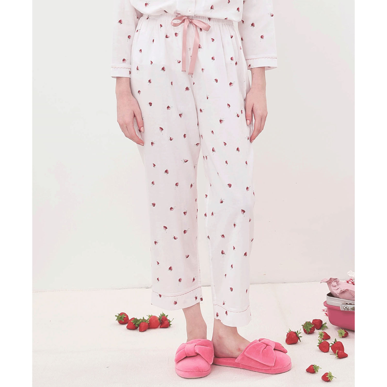 Narue コットンダブルガーゼいちごシャツパジャマ - 画像14