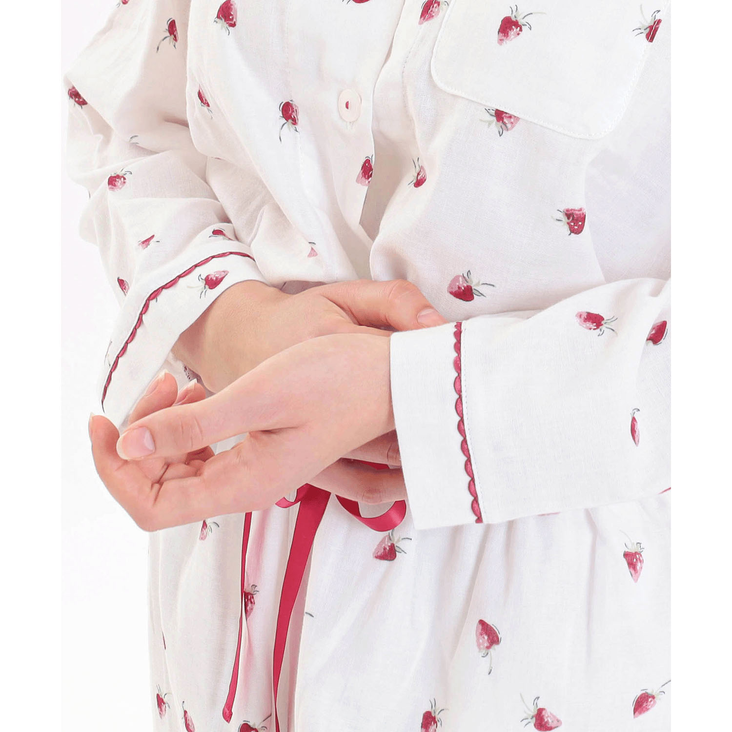Narue コットンダブルガーゼいちごシャツパジャマ - 画像6