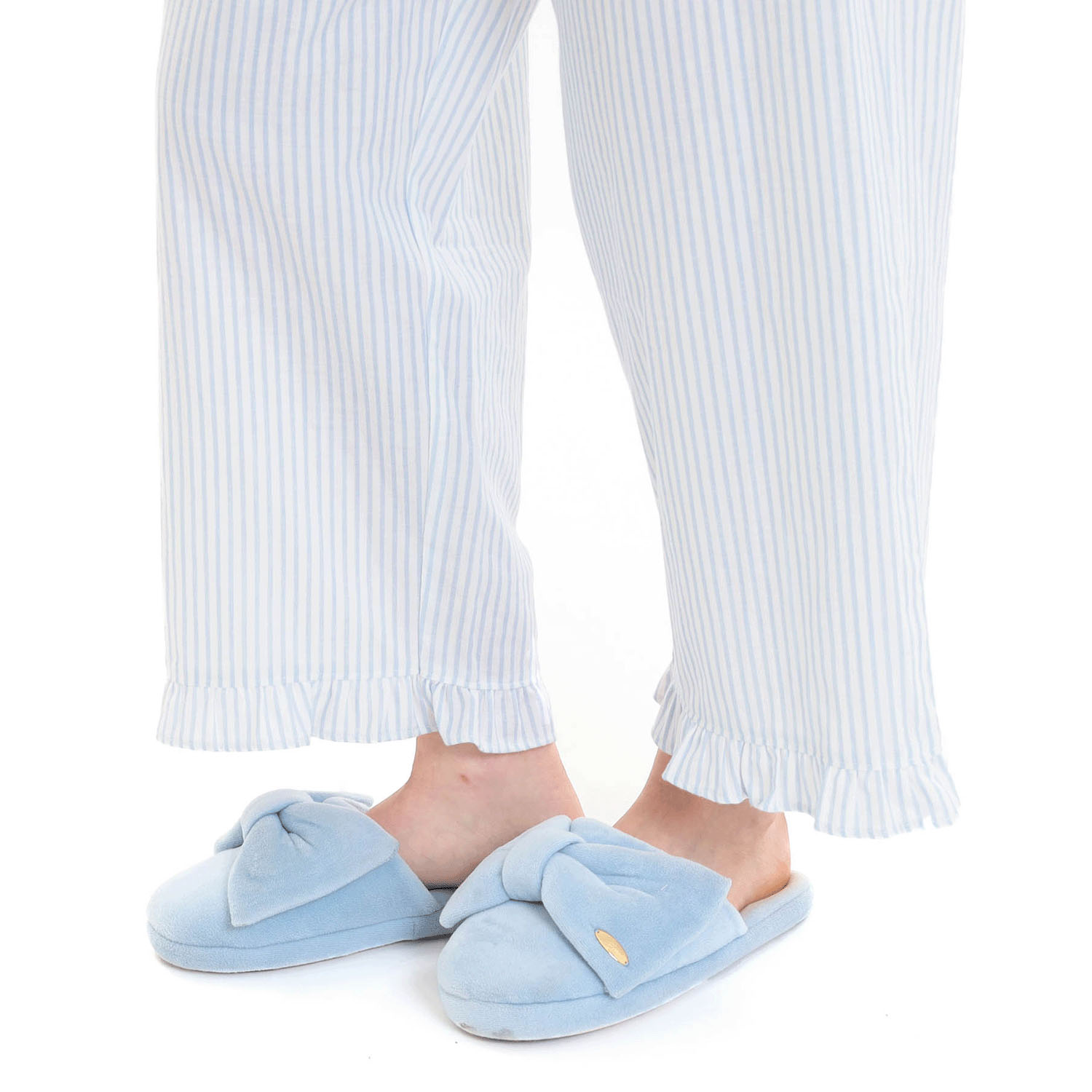 Narue コットンダブルガーゼストライプフリルパジャマ - 画像15