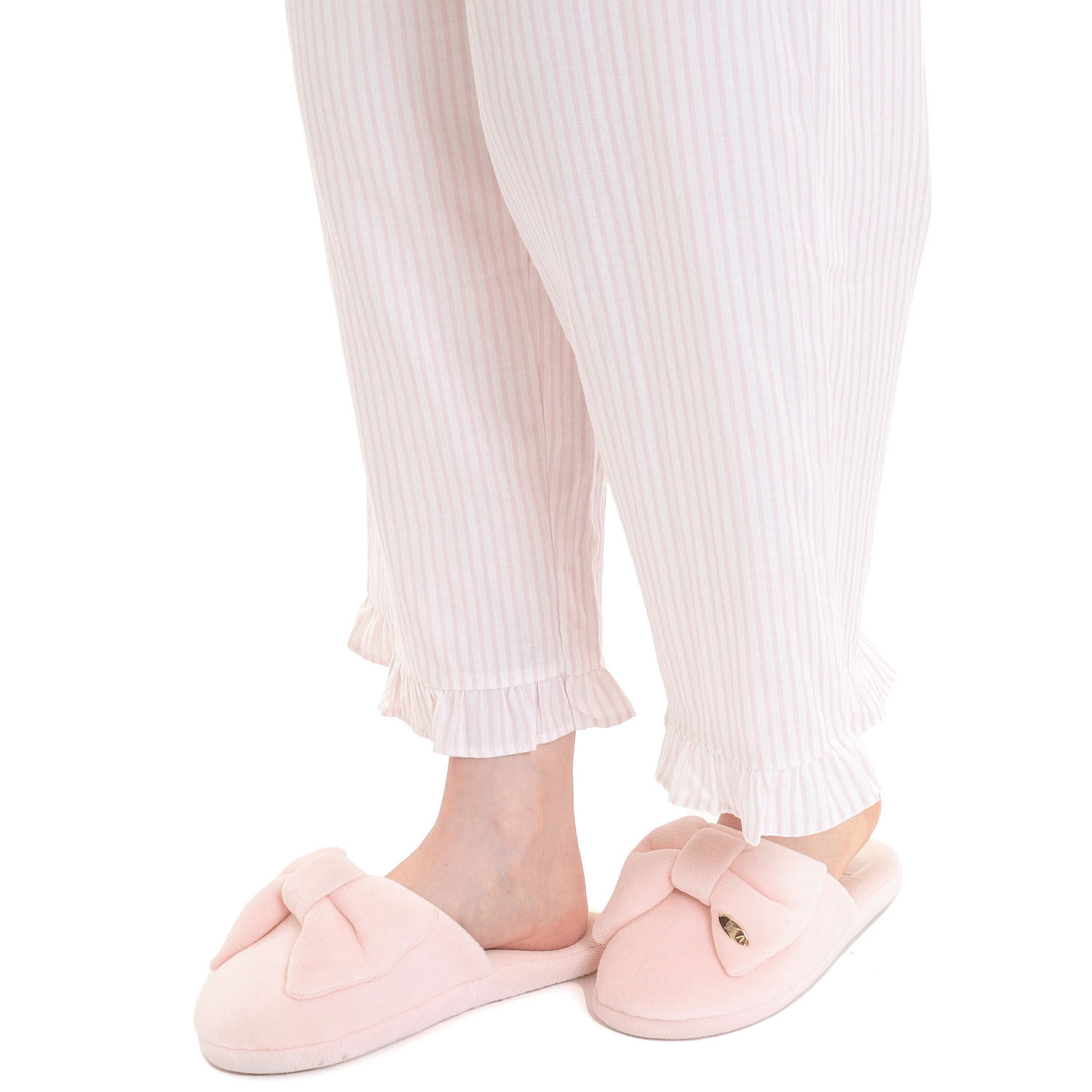 Narue コットンダブルガーゼストライプフリルパジャマ - 画像7