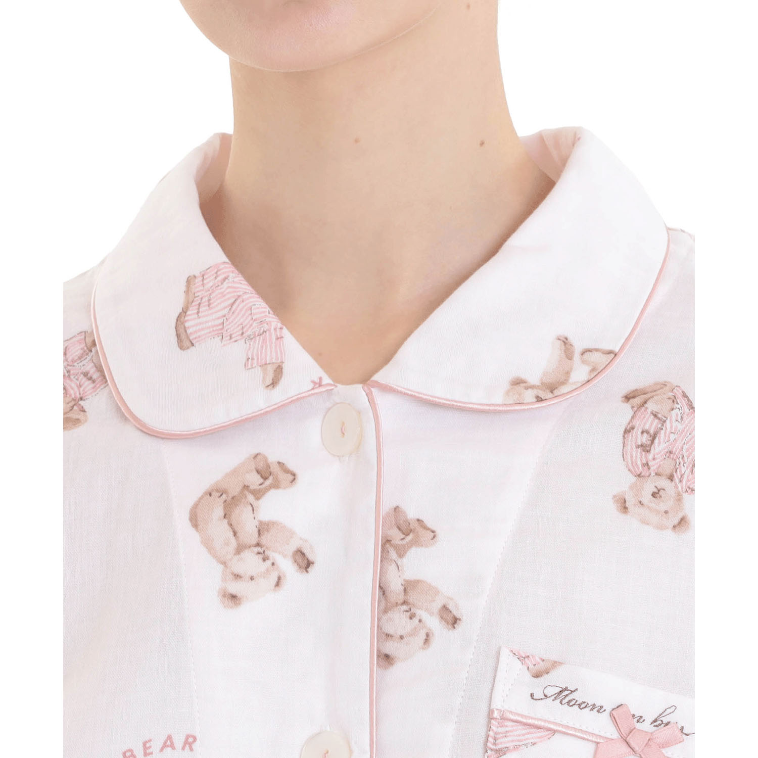 Narueコットンダブルガーゼおやすみベアシャツパジャマ - 画像12